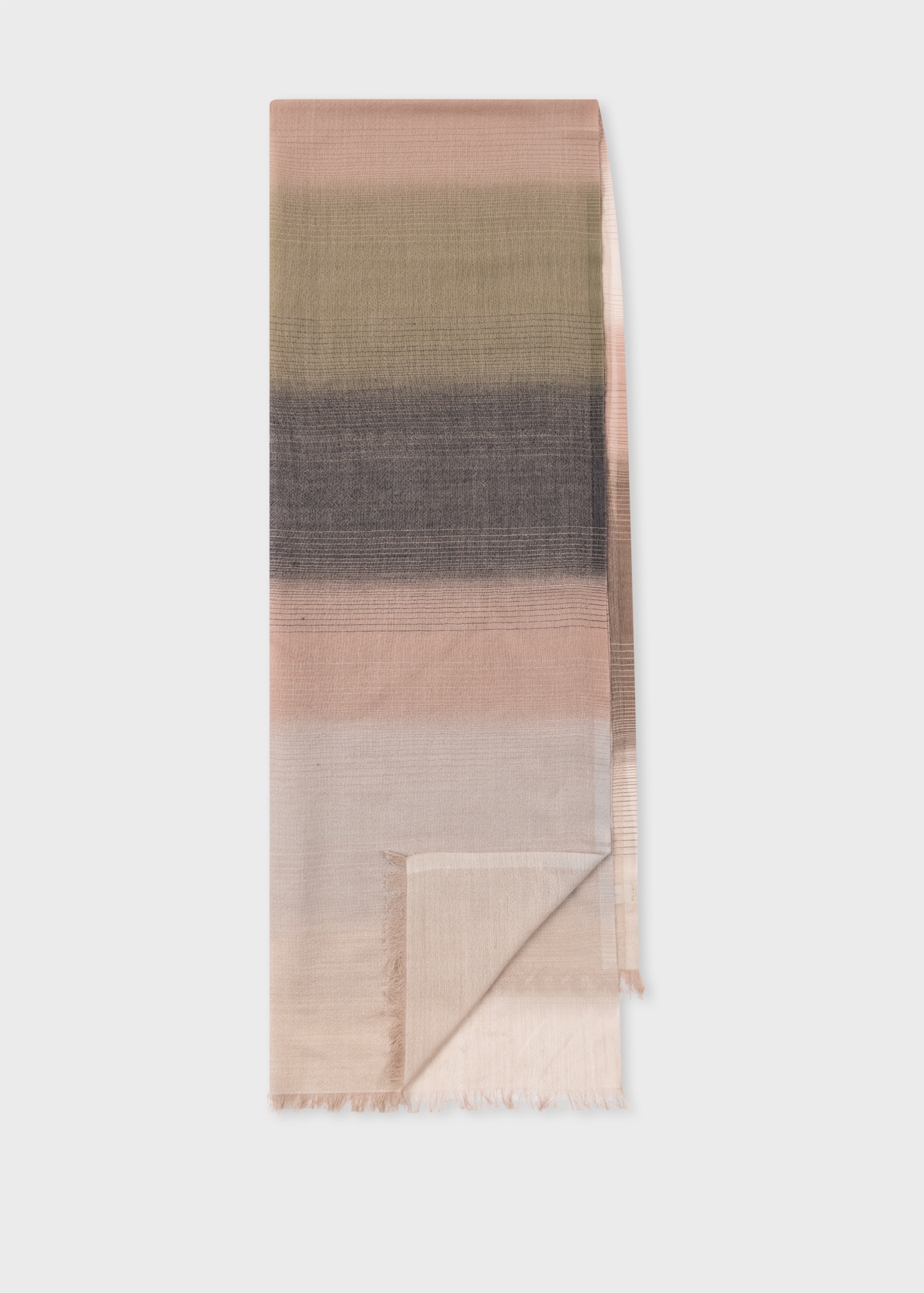 Women's Pale Pink Gradient Stripe Wool Scarf - 1