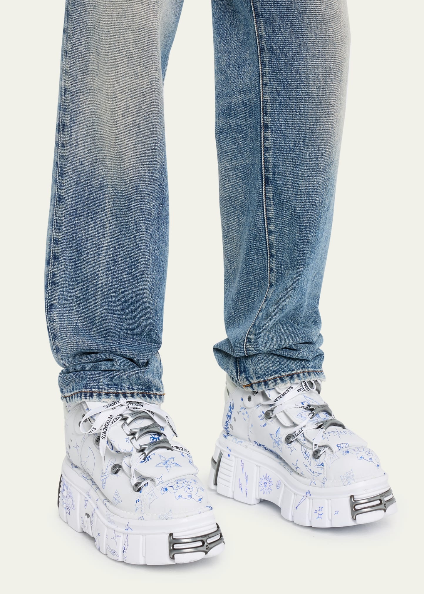 VETEMENTS x New Rock Men's Scribble Platform Sneakers, bergdorfgoodman