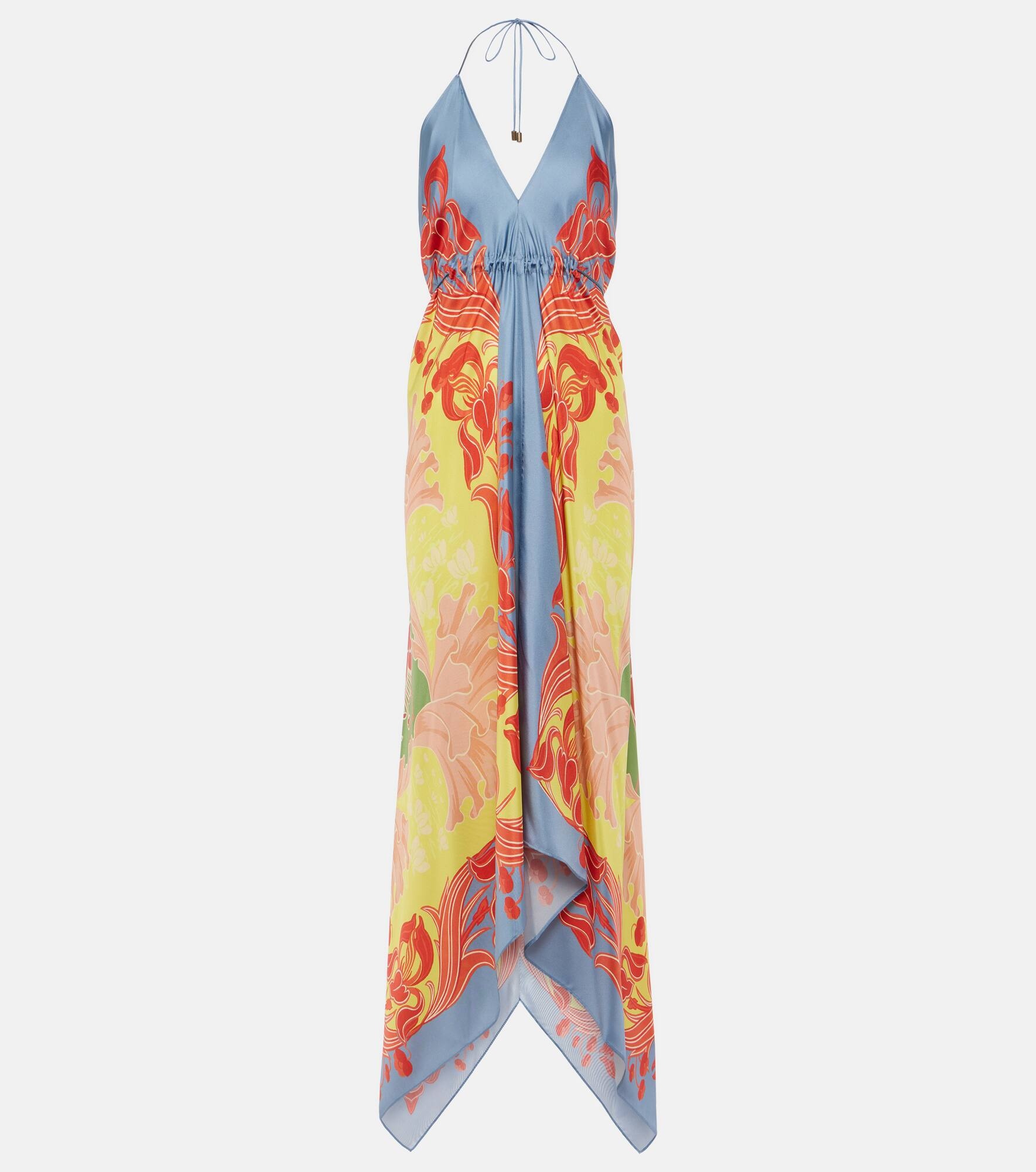 Printed halterneck silk beach dress - 1