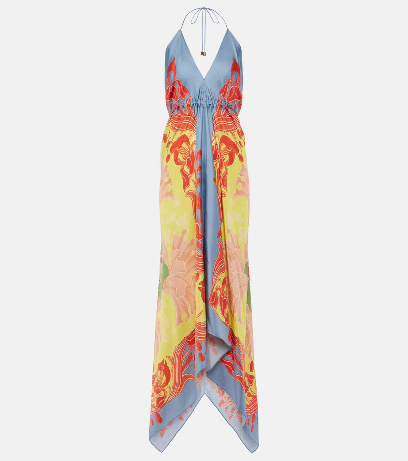 Printed halterneck silk beach dress - 1