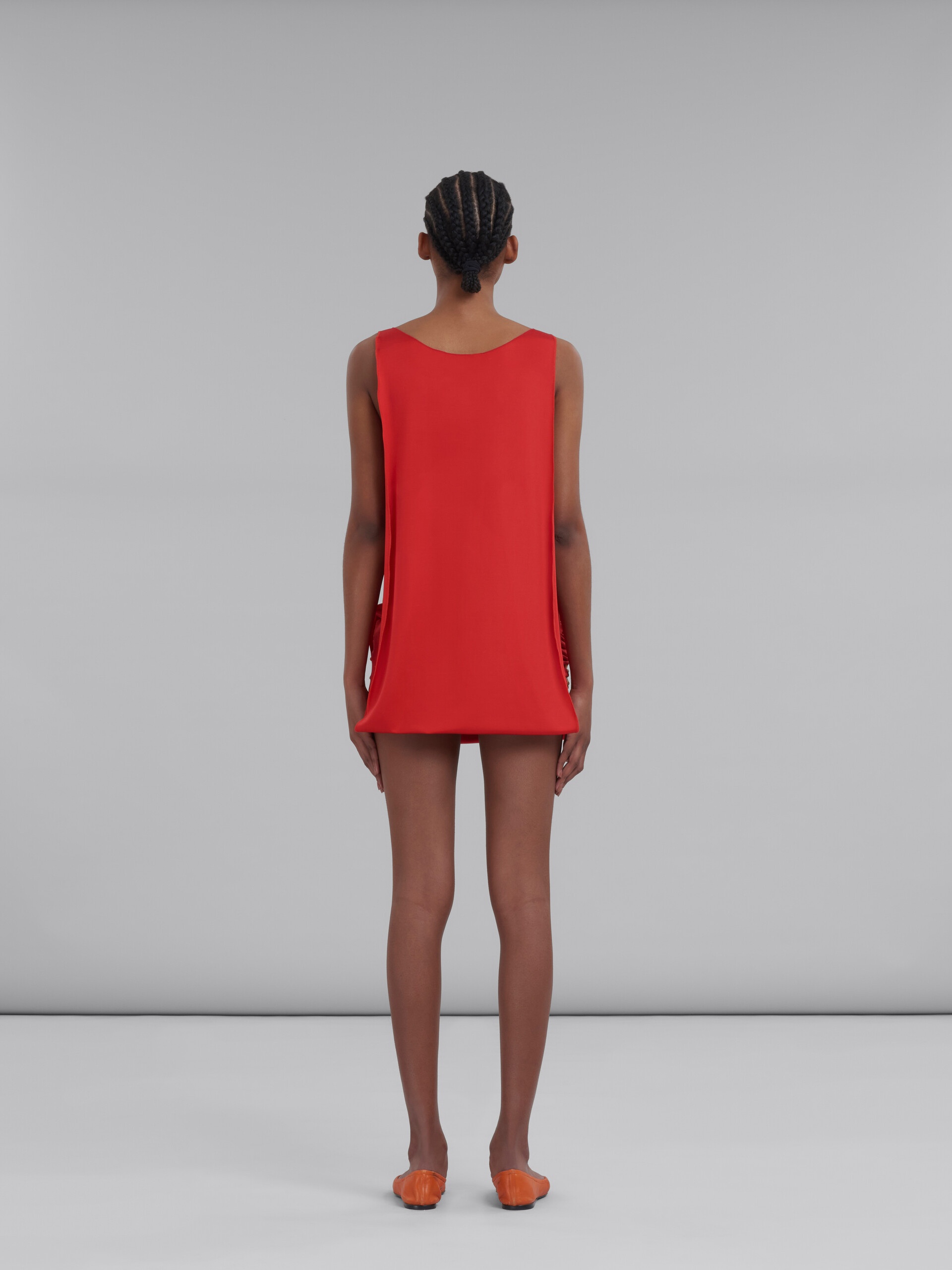 RED JERSEY DRAPED MINI DRESS - 3