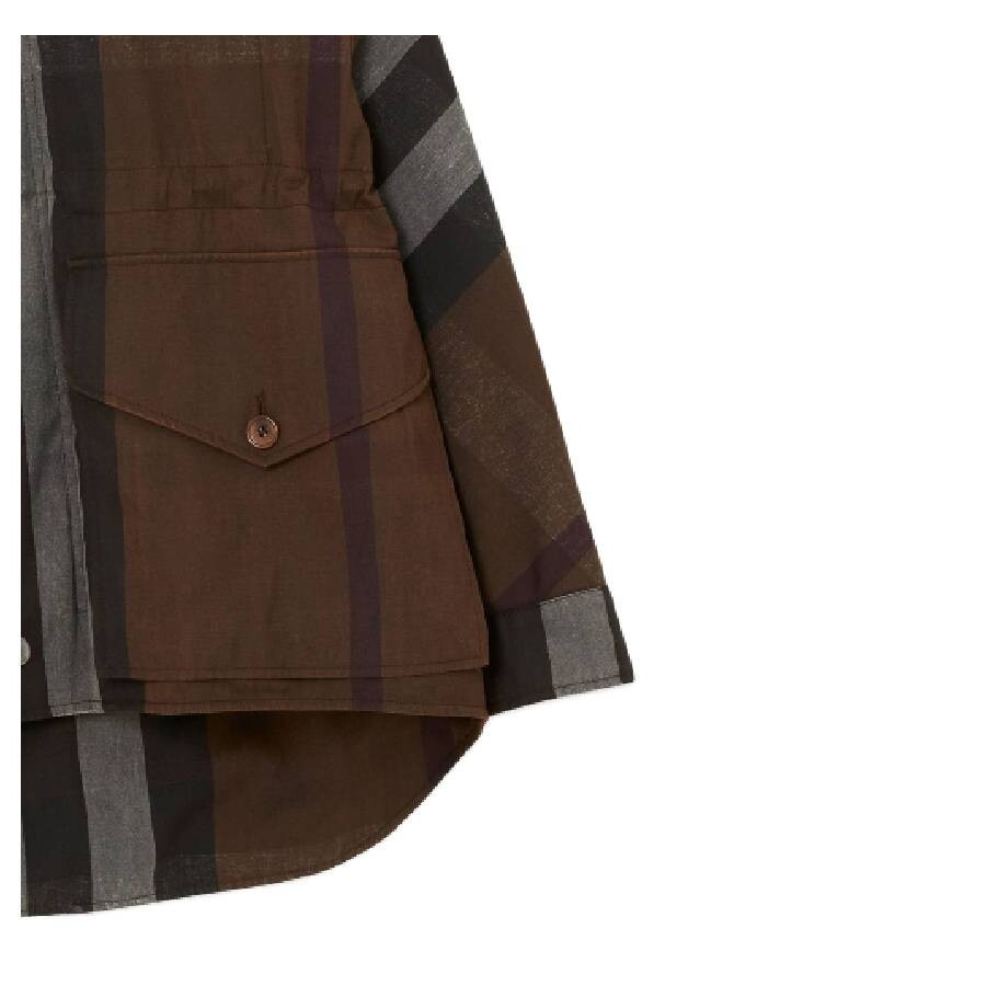 Burberry Dark Birch Brown Check Cotton Blend Field Jacket - 5