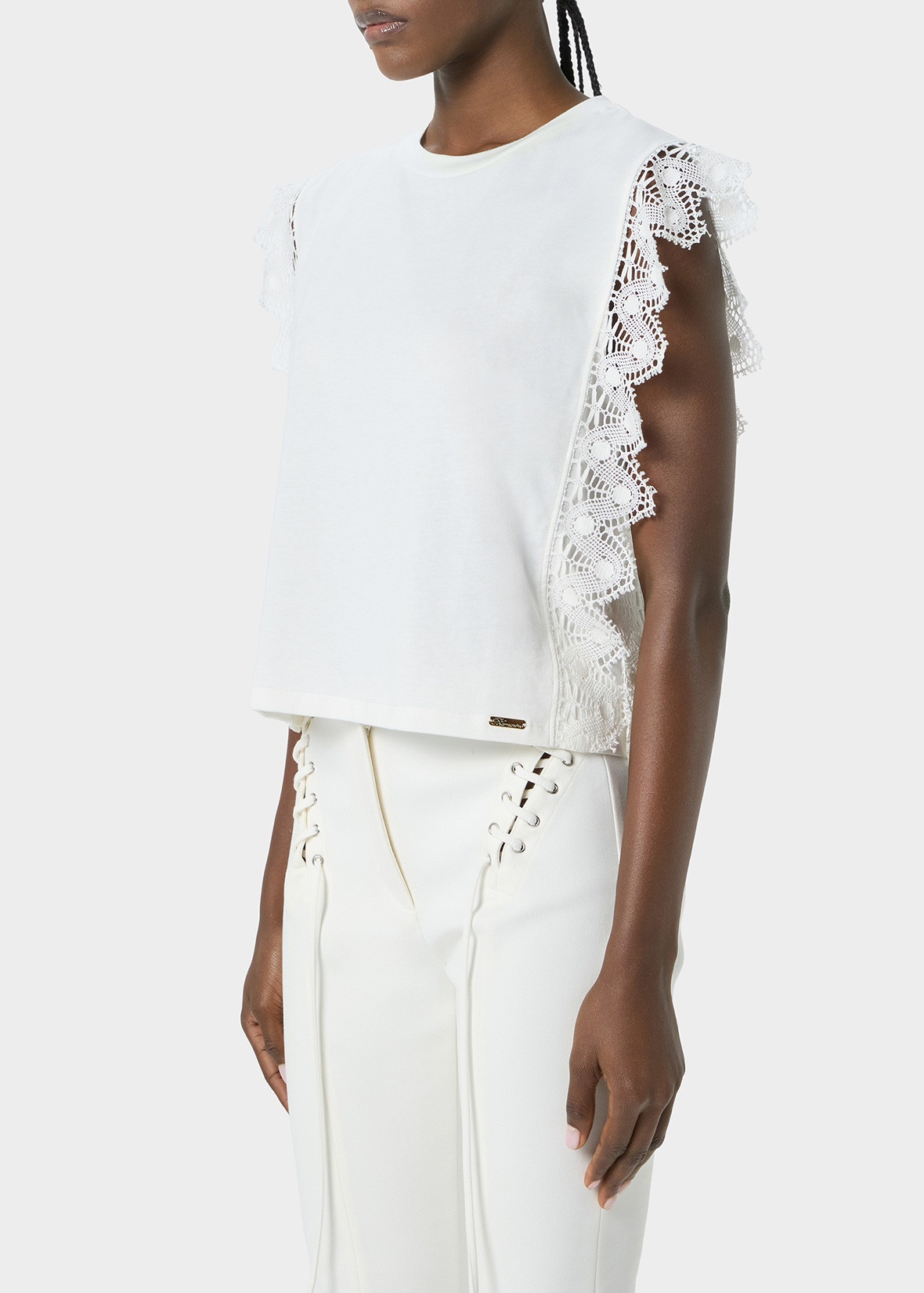 T-SHIRT WITH LACE DETAILS - 5
