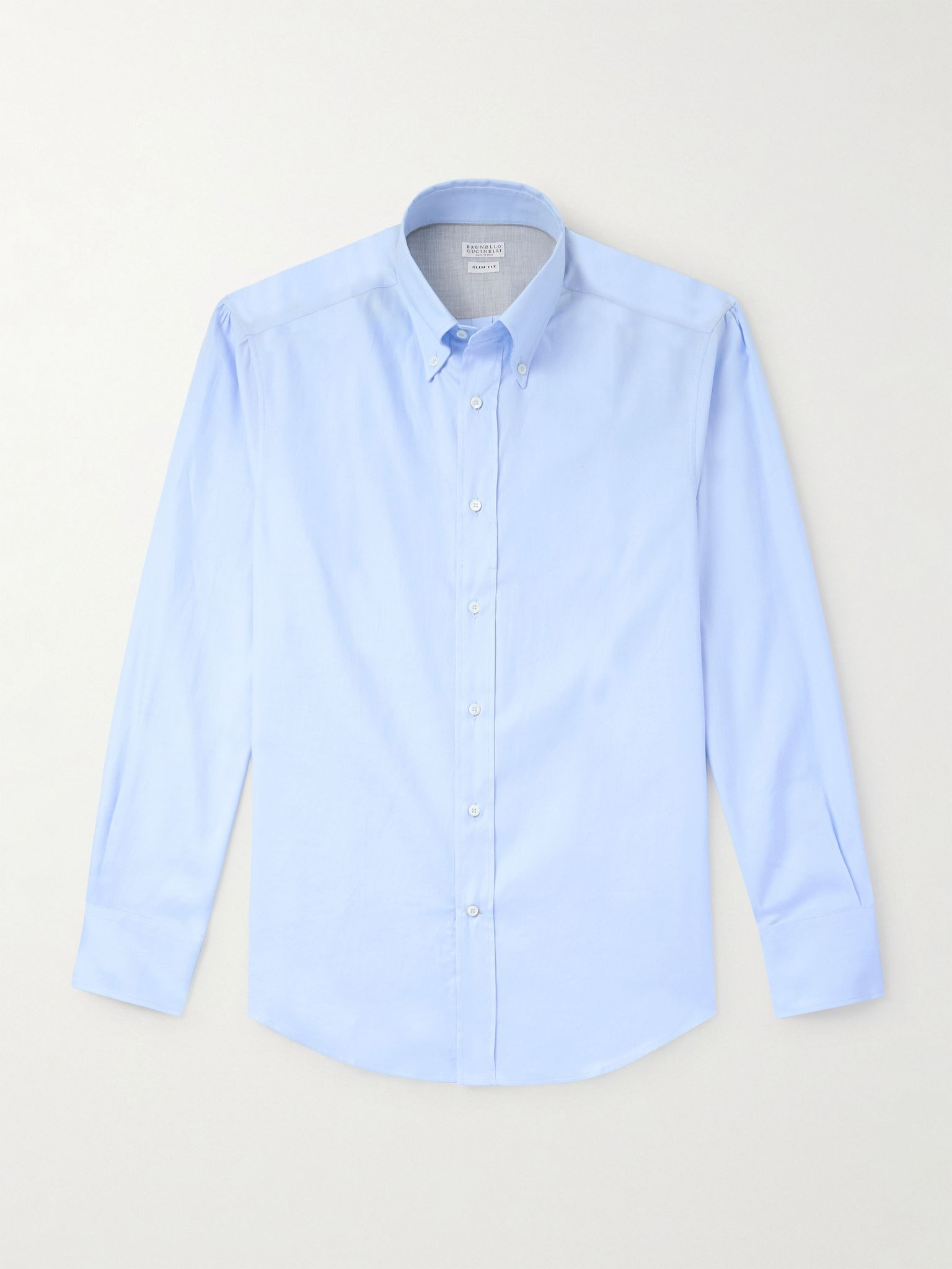 Slim-Fit Button-Down Collar Cotton Oxford Shirt Blue - 1