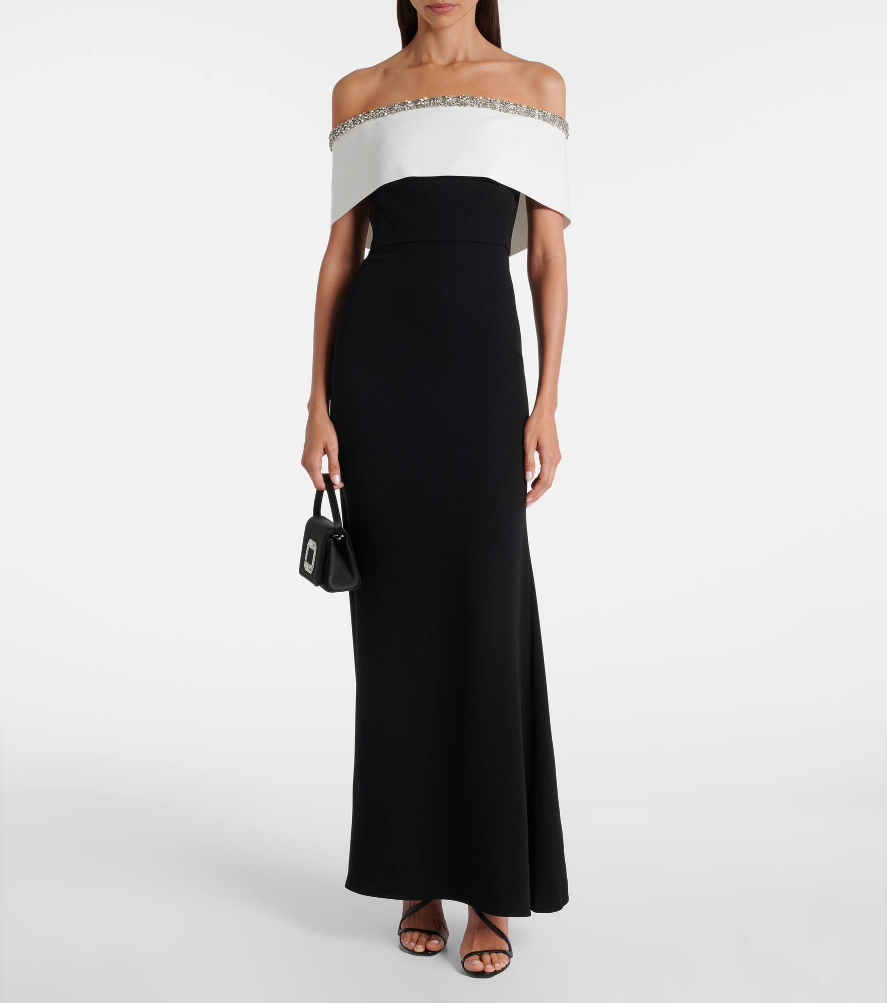 Embellished off-shoulder crêpe satin gown - 2