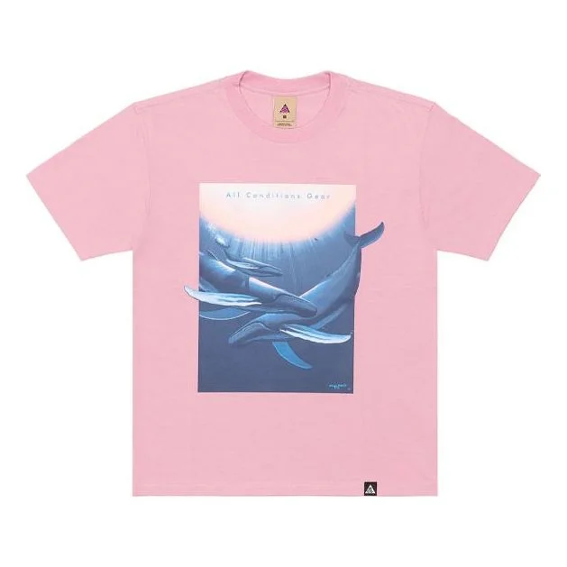 Men's Nike ACG Wyland Funny Printing Sports Loose Round Neck Short Sleeve Pink T-Shirt DC5359-698 - 1