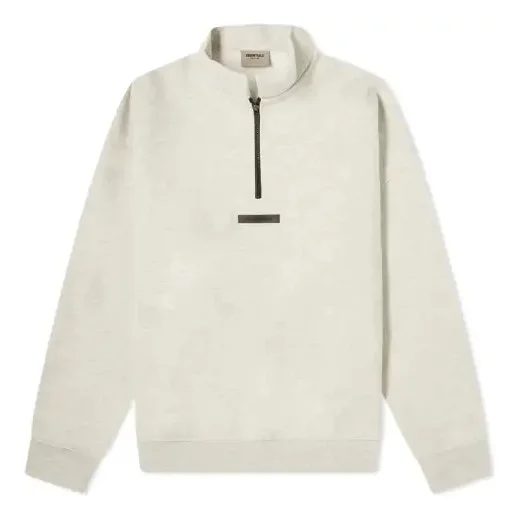 Fear of God Essentials Mockneck Half Zip Sweatshirt 'Light Heather Oatmeal' 192SP212042F - 1