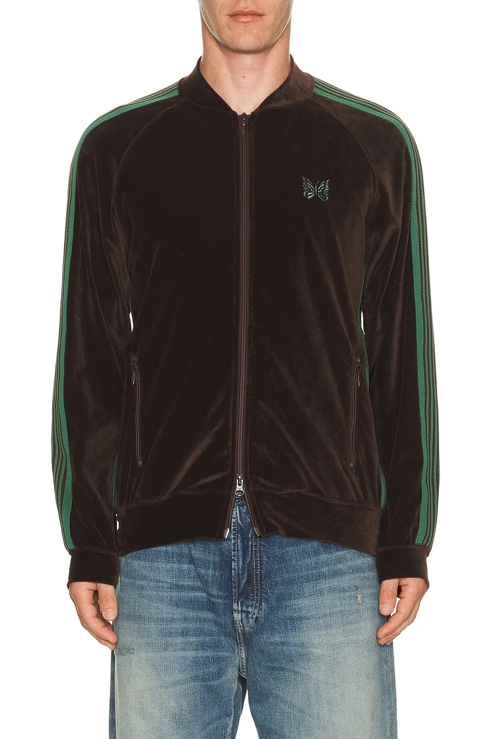 Rib Collar Track Jacketin Brown - 1