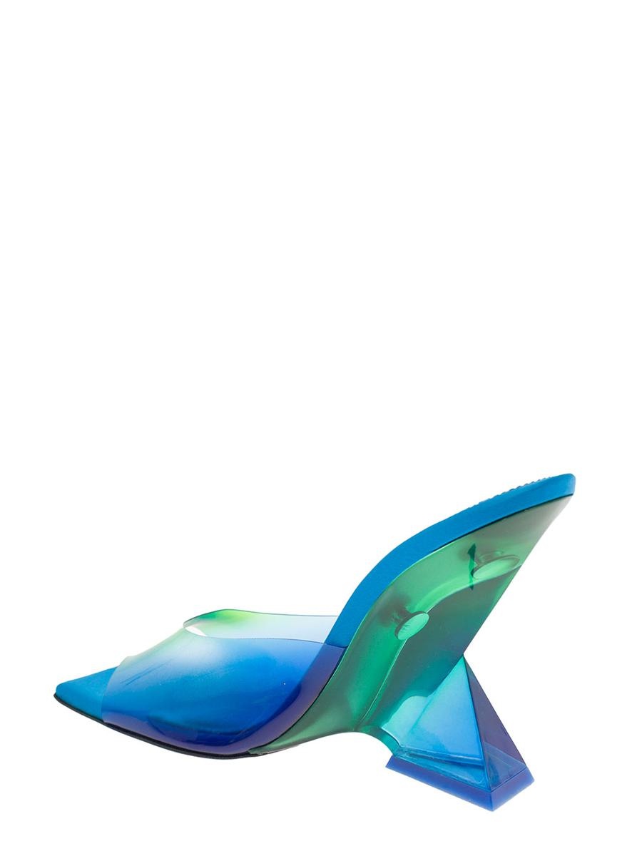 THE ATTICO 'CHEOPE' DEGRADE BLUE MULES WITH PYRAMIDAL WEDGE IN PVC WOMAN - 3