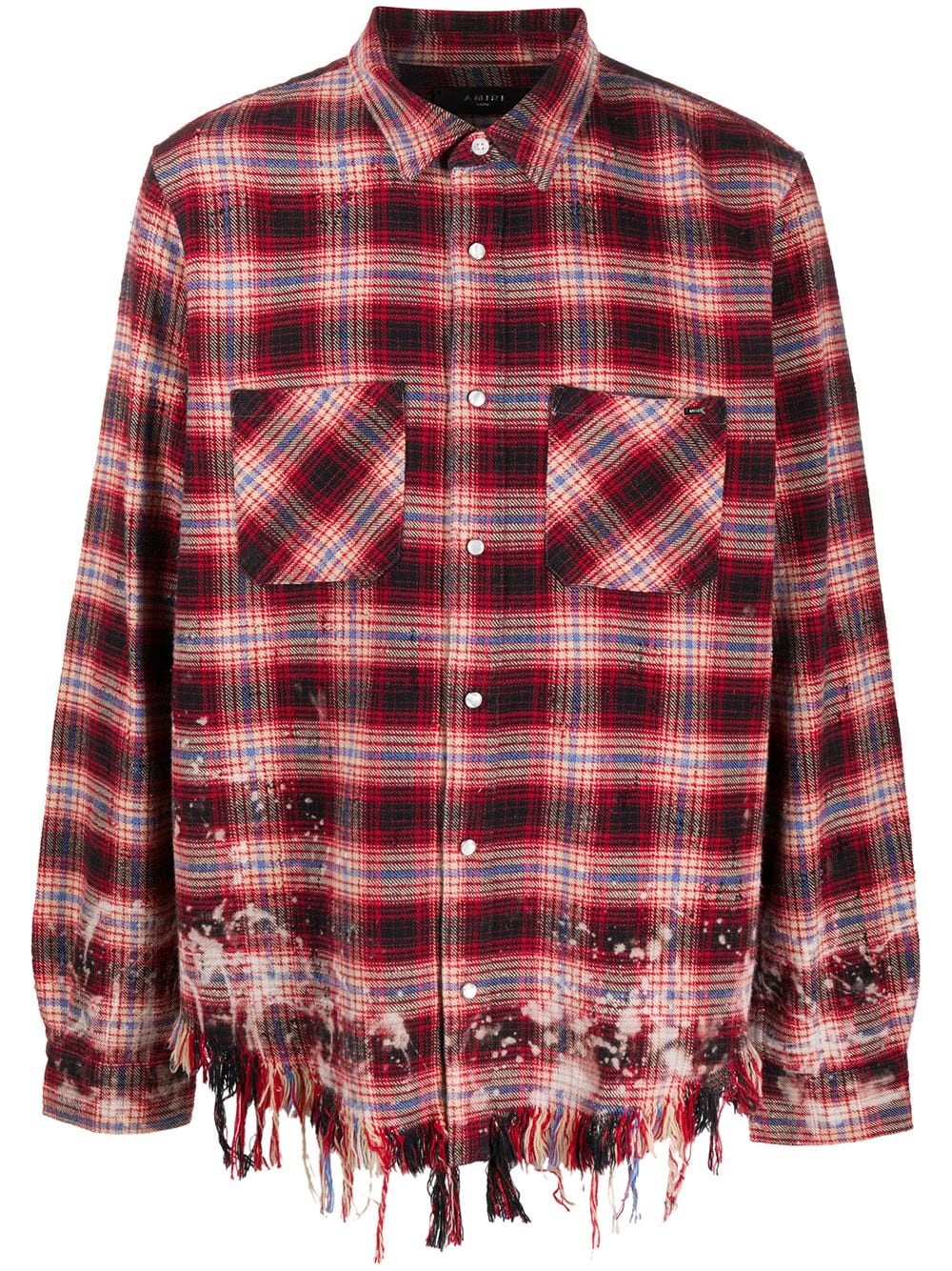 distressed check shirt - 1