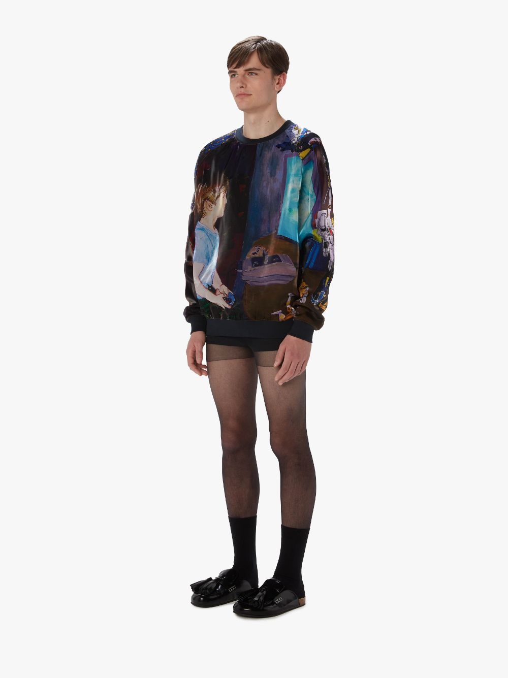 SWEATSHIRT LAYERED WITH PRINTED ORGANZA - 4