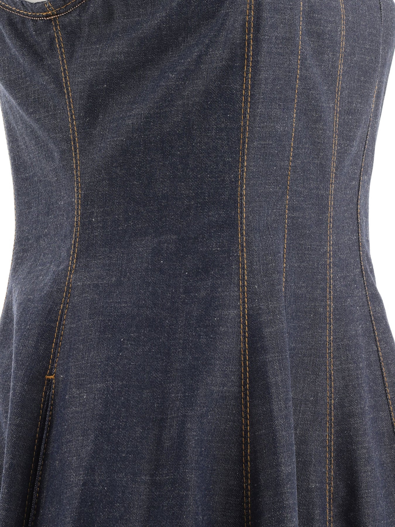 Wet-Effect Denim Dress With Shiny Trims Dresses Blue - 3