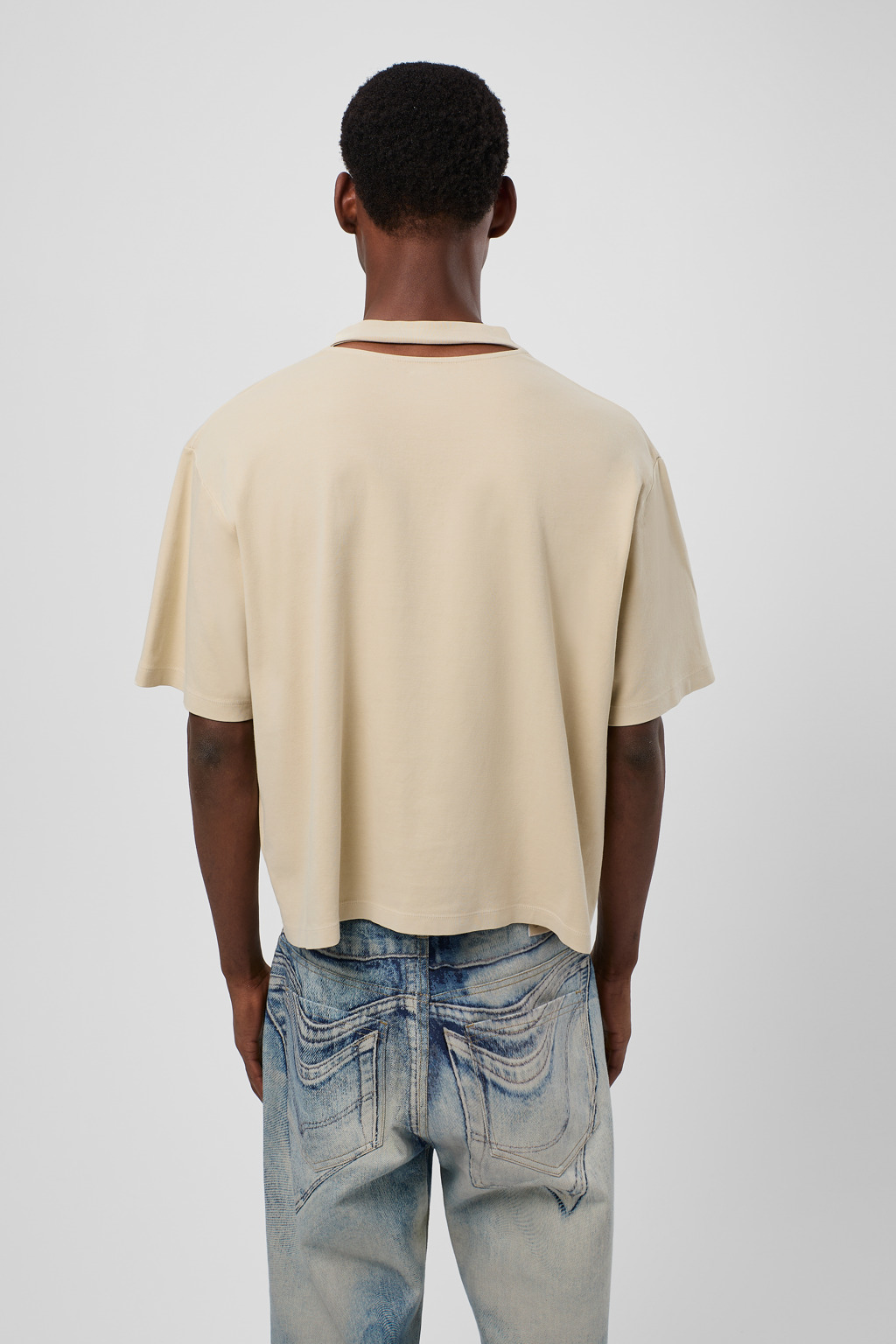 Beige Cotton T-shirt - 3