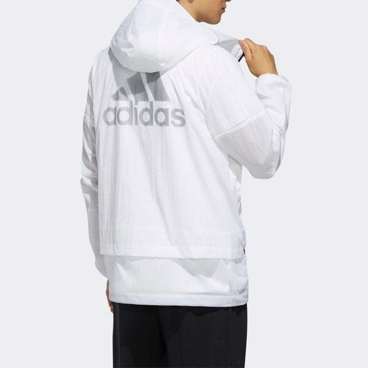 Men's adidas Back Logo Woven Jacket White EH3768 - 4