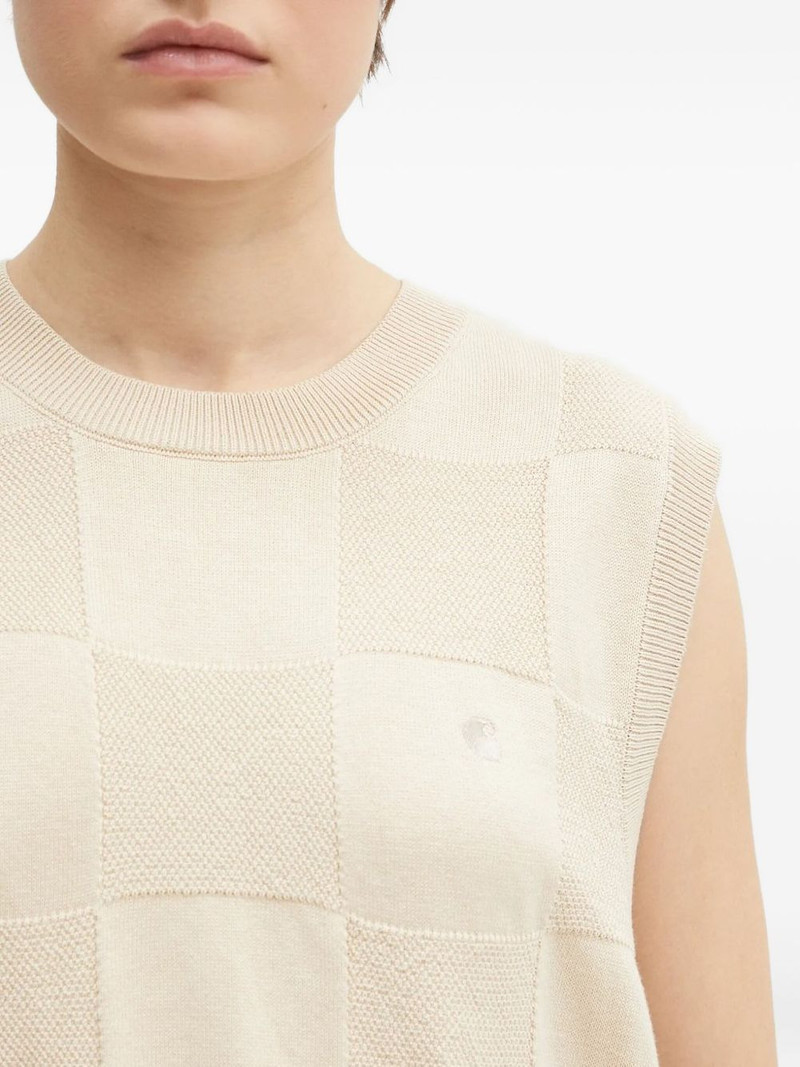 checked sleeveless knitted top 4