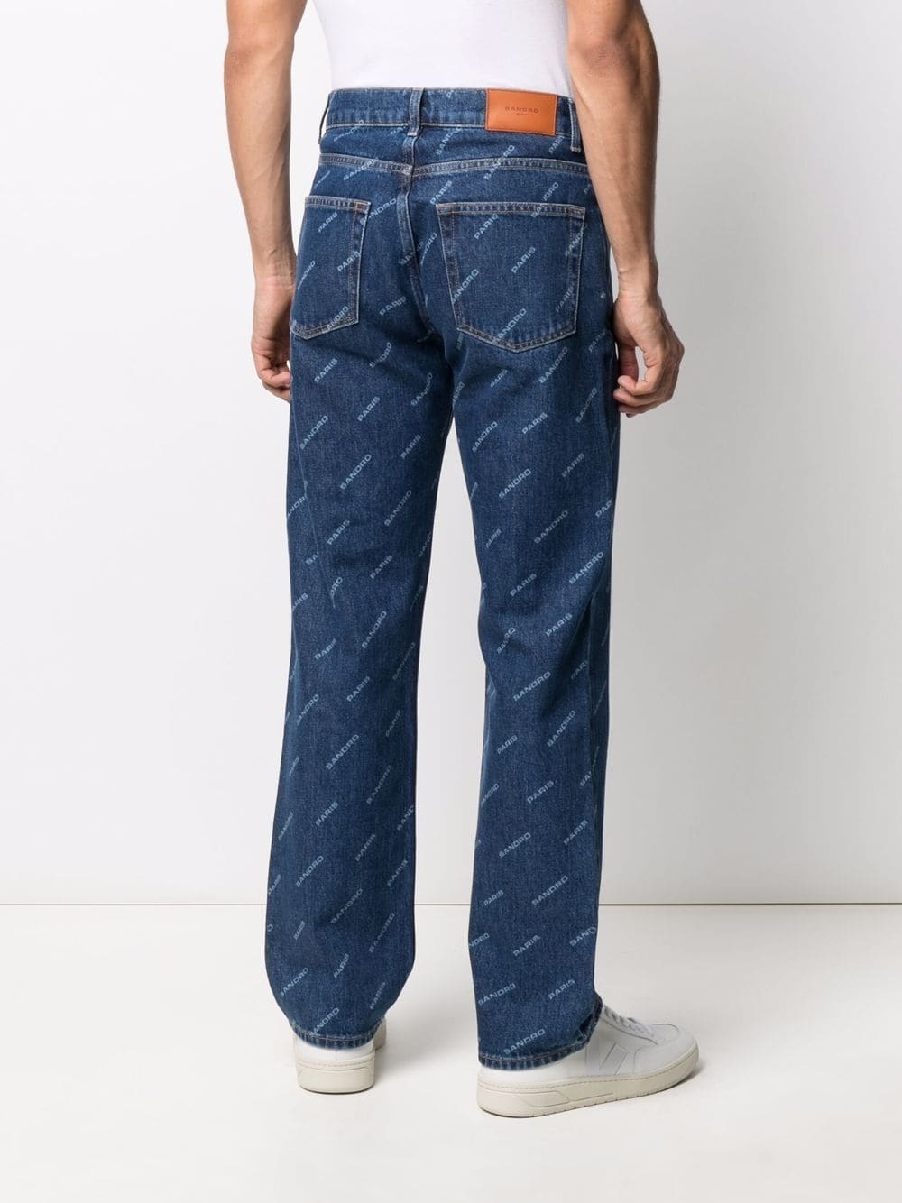 diagonal logo-print straight leg jeans - 4