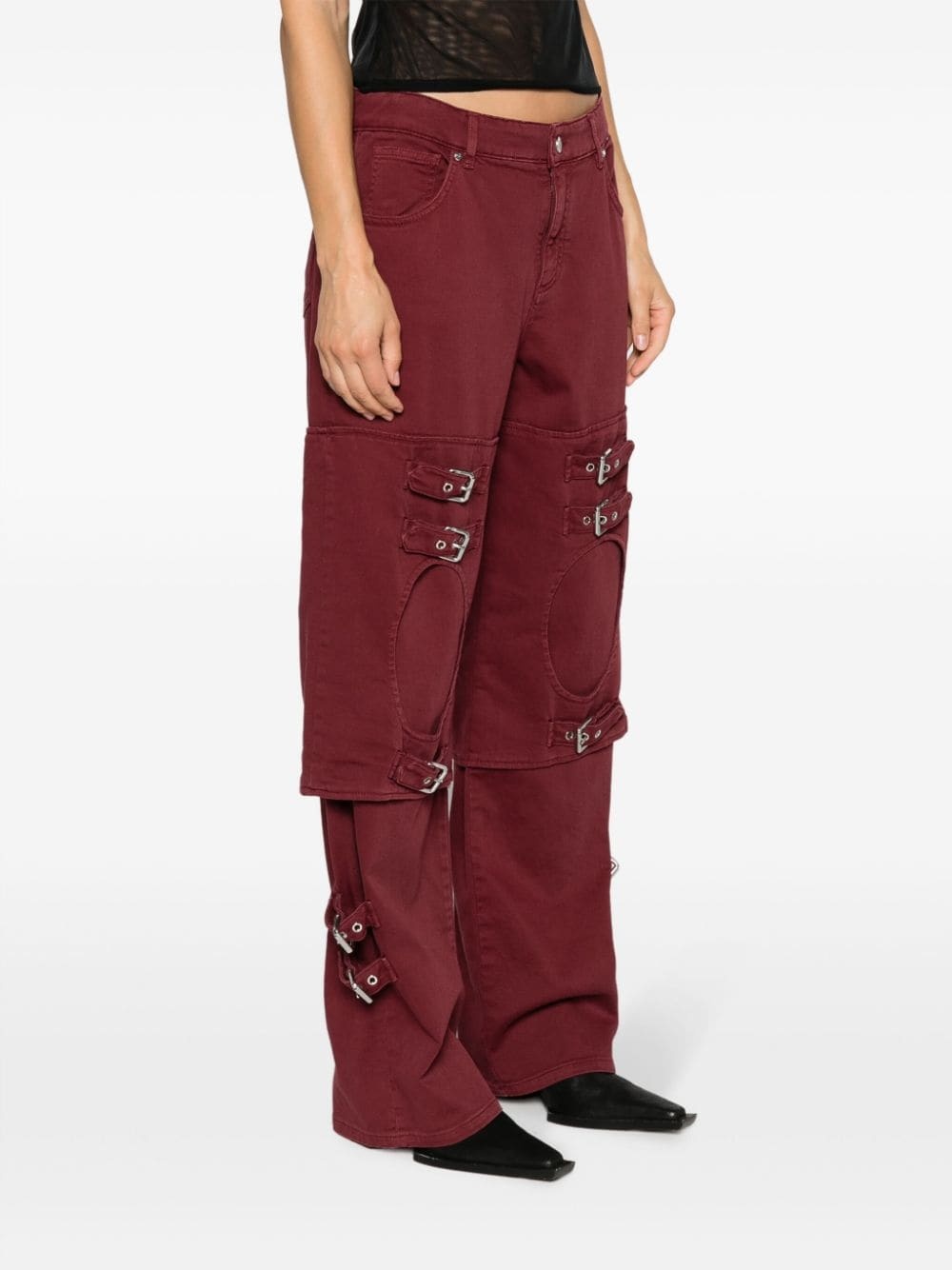 mid-rise buckle-embellished boyfriend jeans - 3