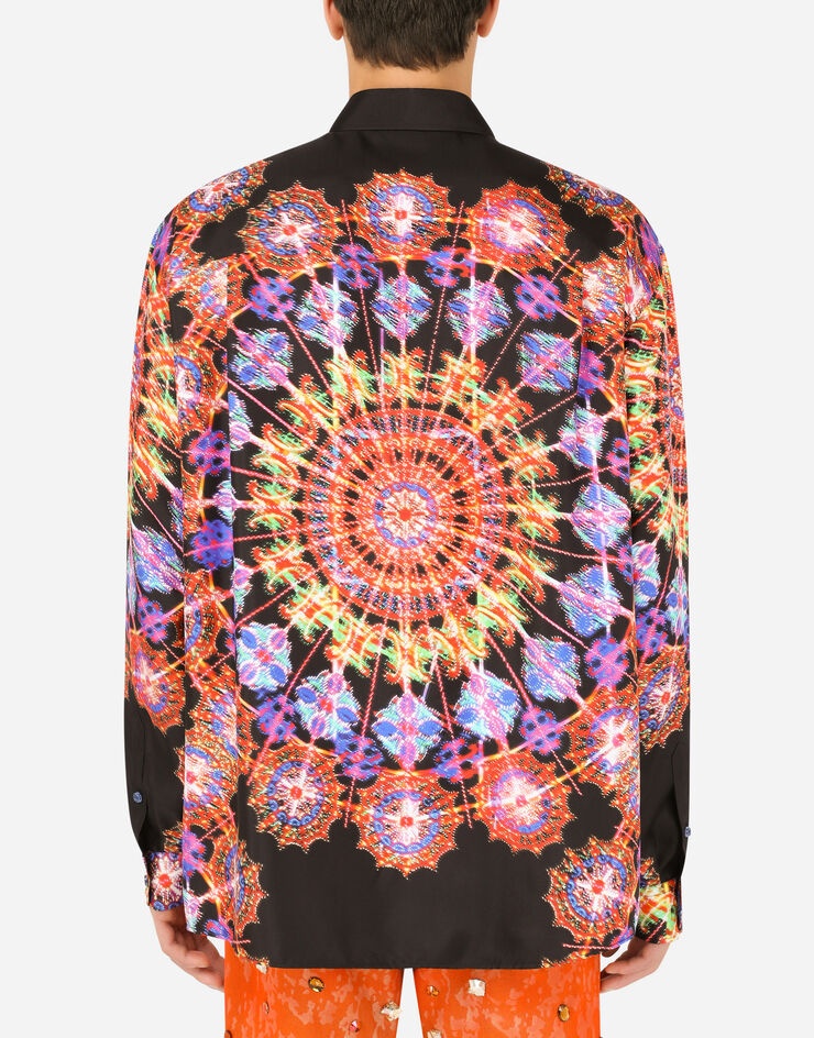 Illumination-print silk Mazzini-fit shirt - 3
