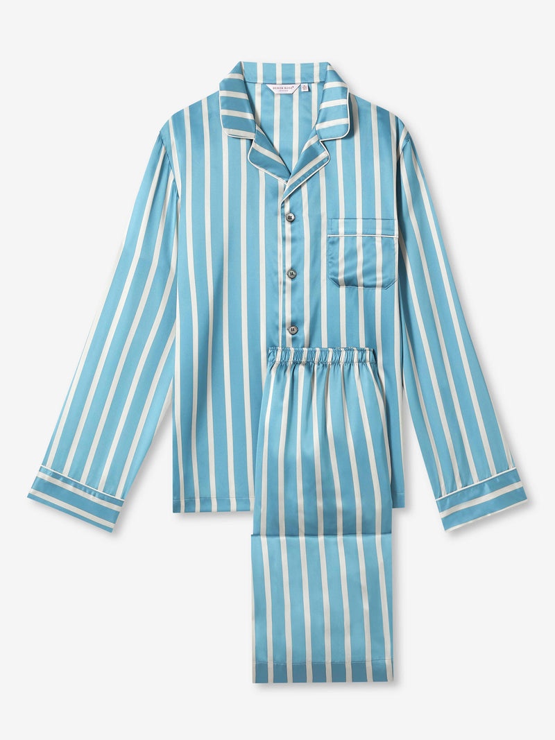 Men's Pyjamas Brindisi 88 Silk Satin Blue - 1
