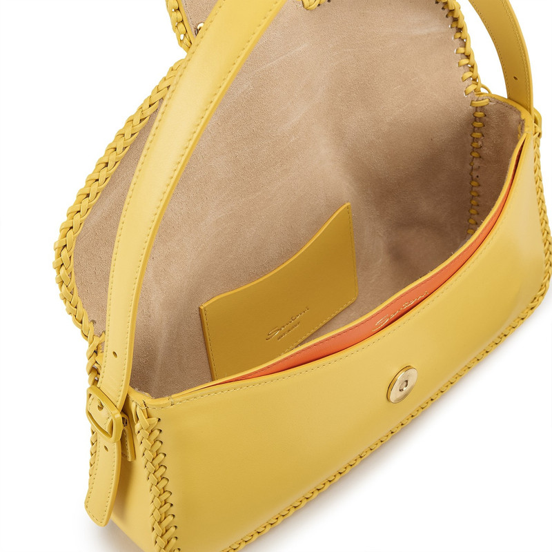 Yellow leather shoulder bag 5