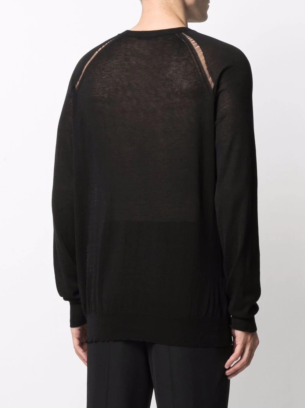 distressed-effect fine-knit jumper - 4