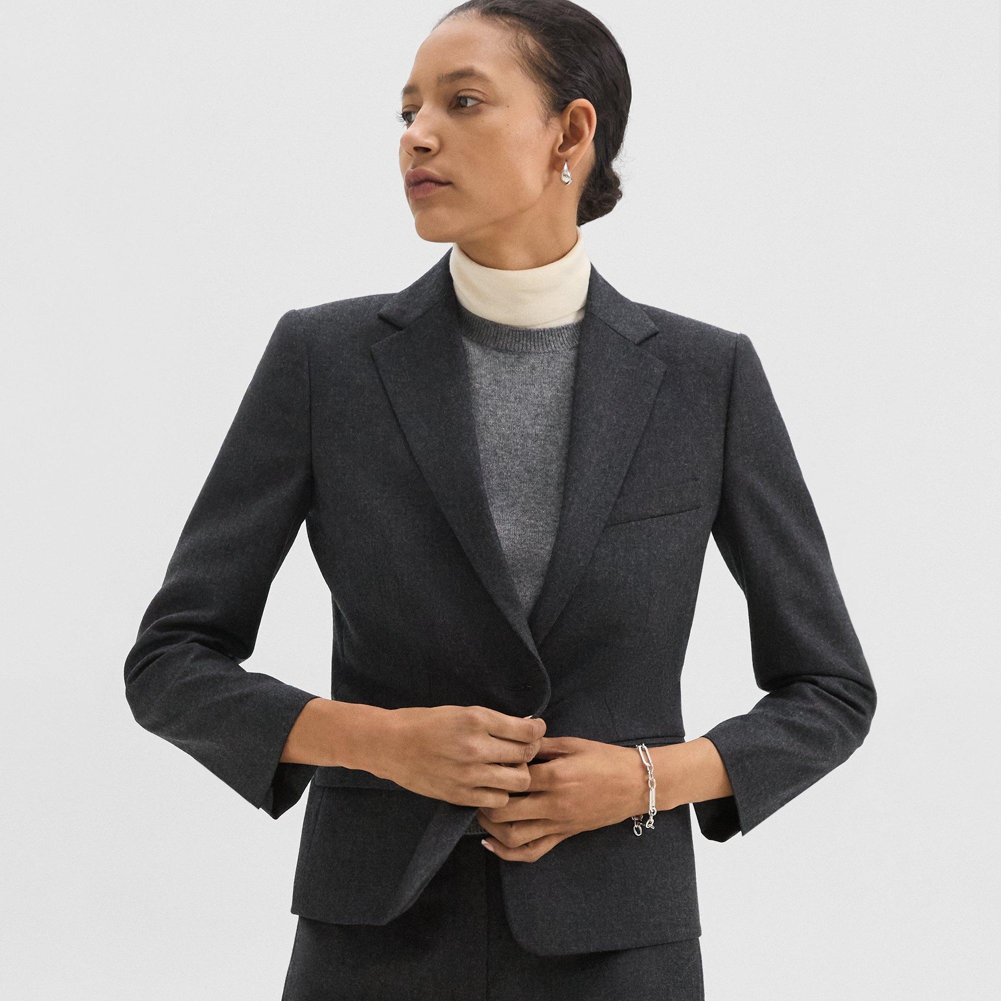 Single-Button Blazer in Sleek Flannel - 5