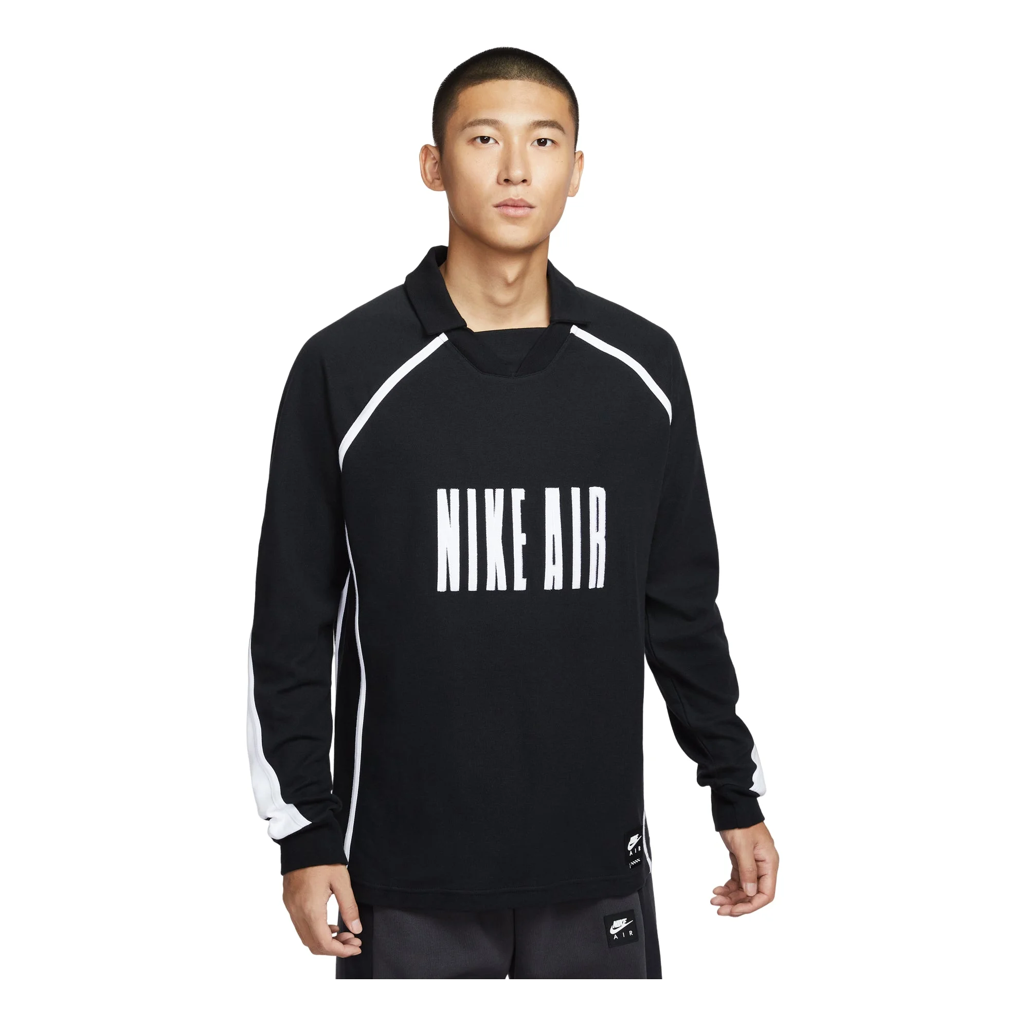 Nike Air Long Sleeve Soccer T-Shirt Asia Sizing 'Black White' HV1321-010 - 1