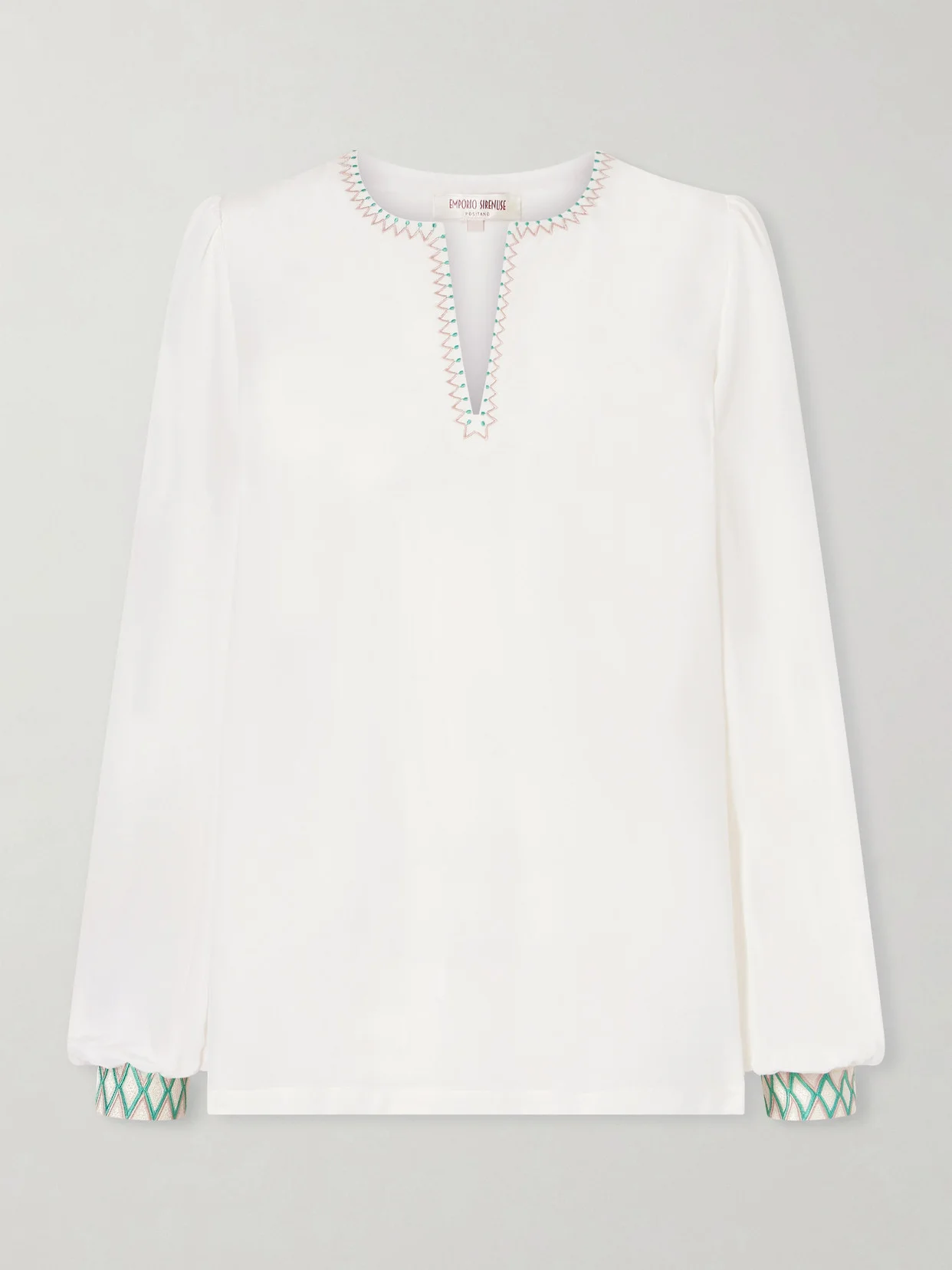 Vera Embroidered Silk-crepe Blouse - 1