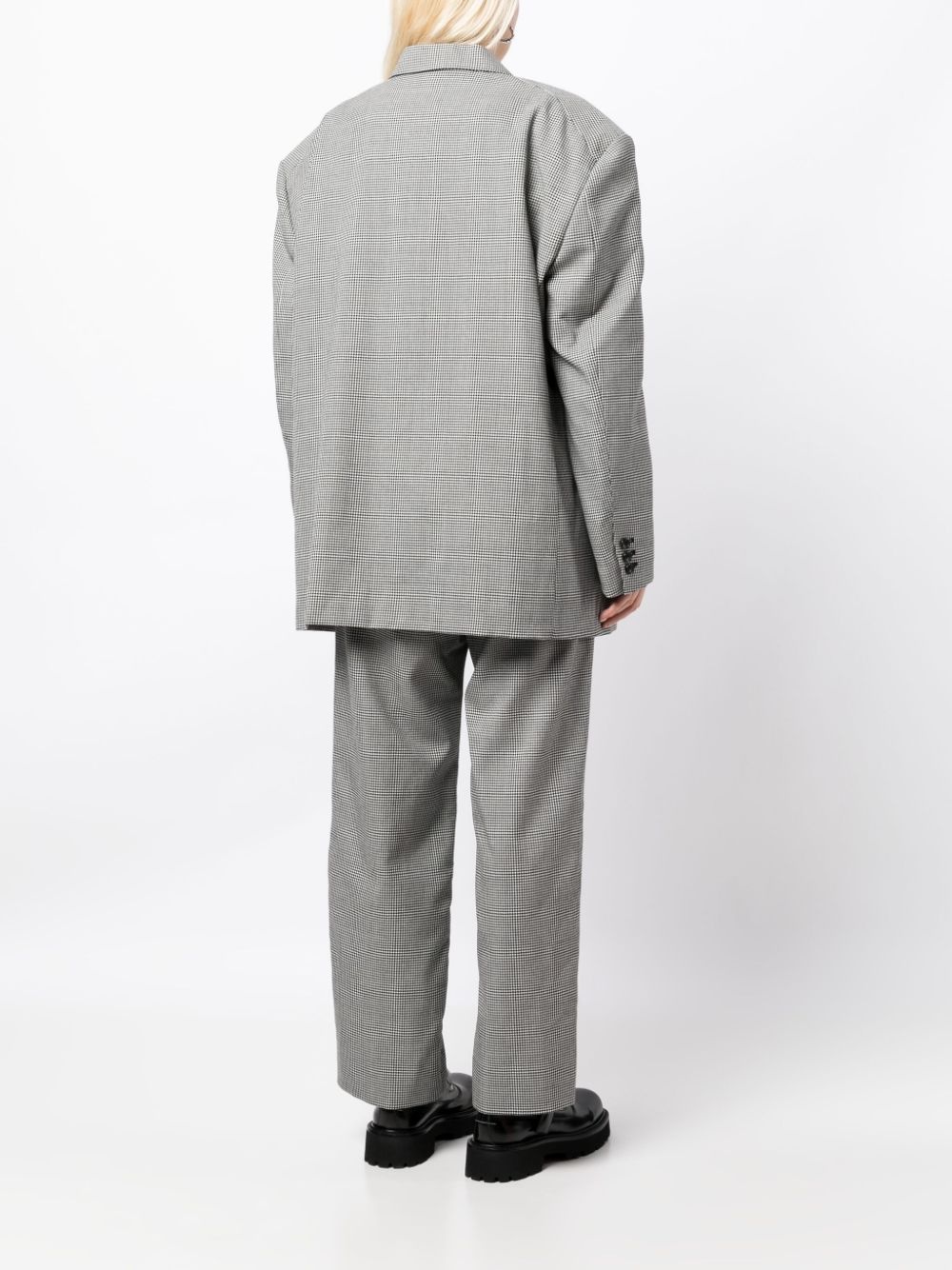 oversized check-print wool blazer - 4