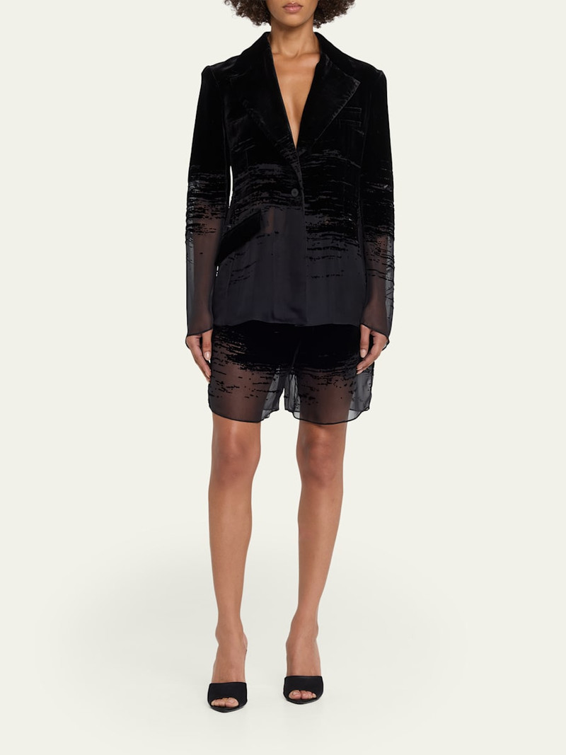 GRACE LING Glitch Devore Velvet Chiffon Tailored Jacket outlook