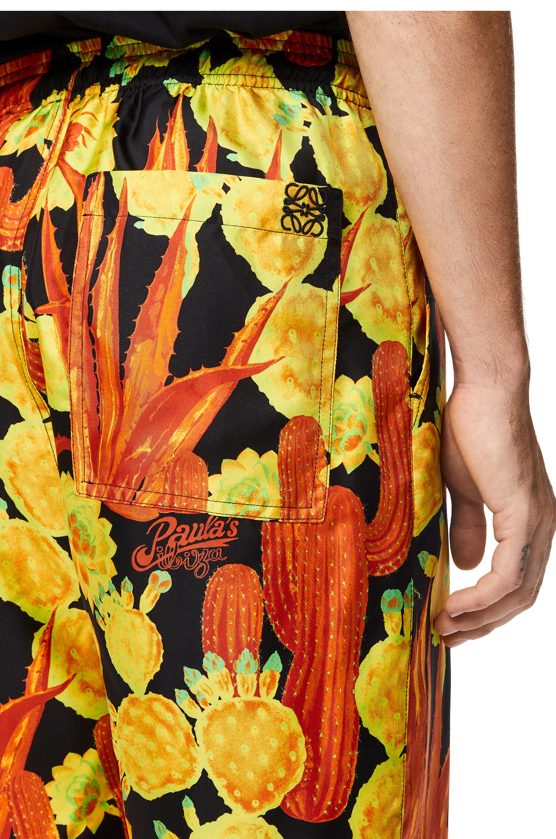 Cactus print drawstring shorts in silk - 5