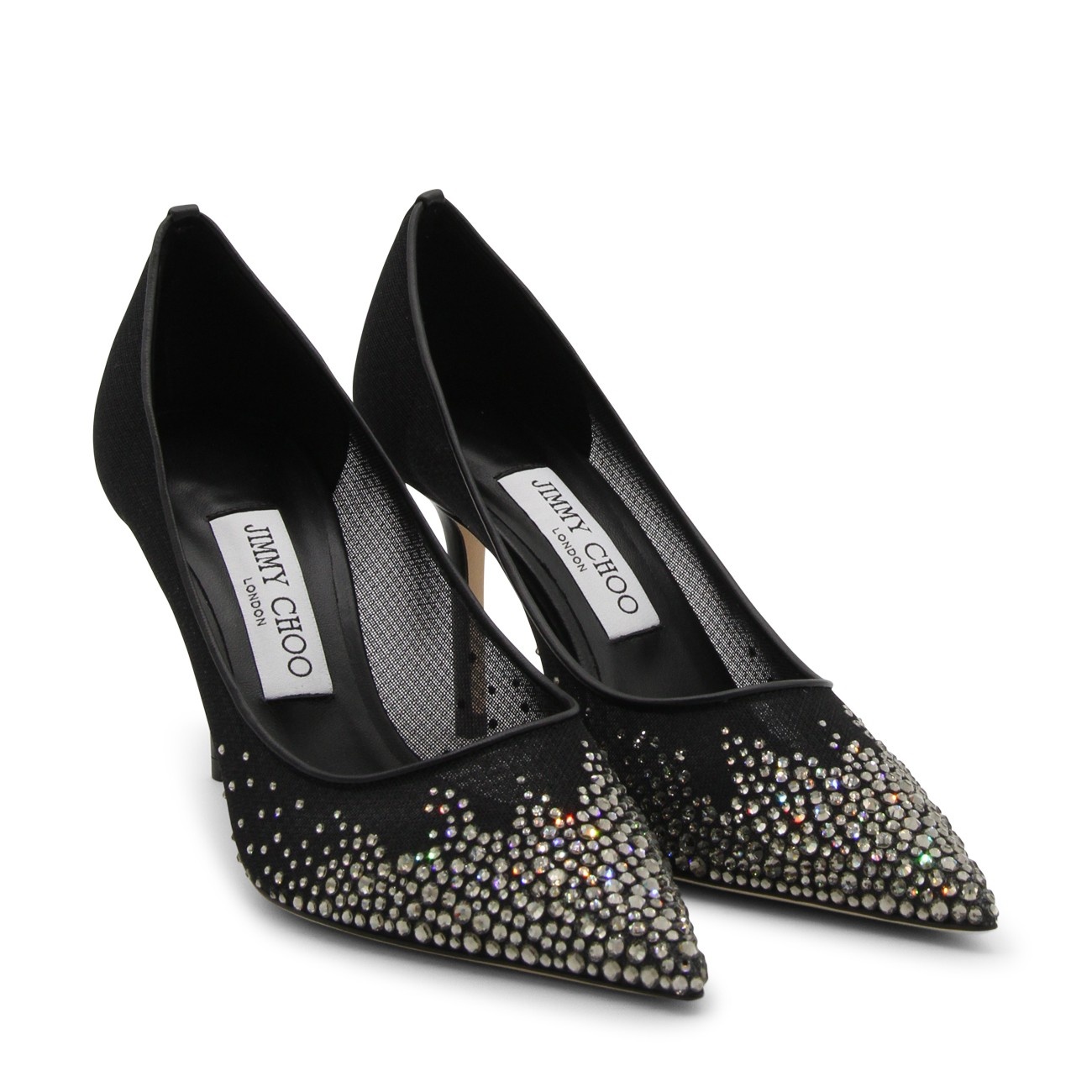 black and crystal love pumps - 2