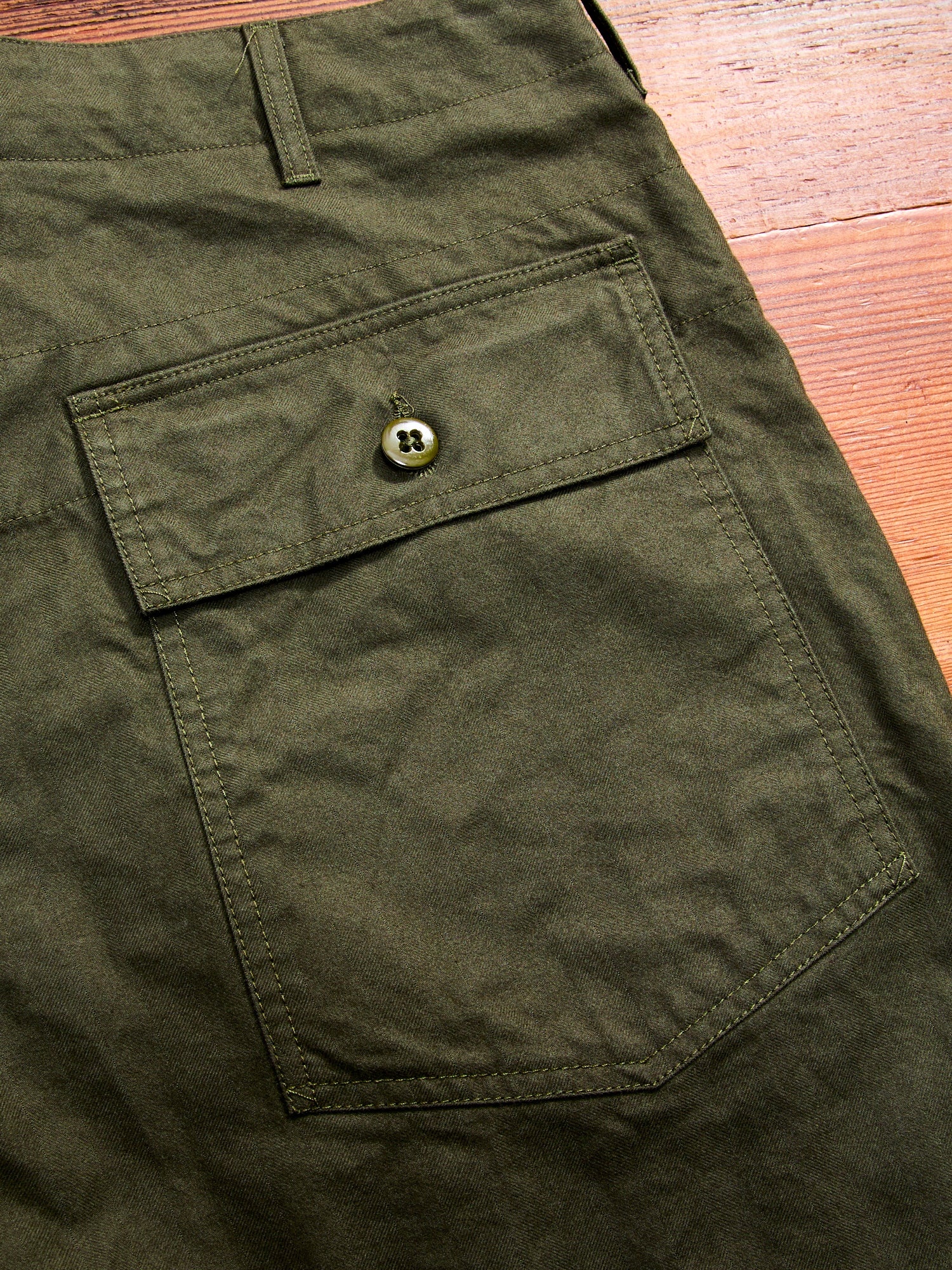 Brushed Herringbone Fatigue Pants in Olive - 11