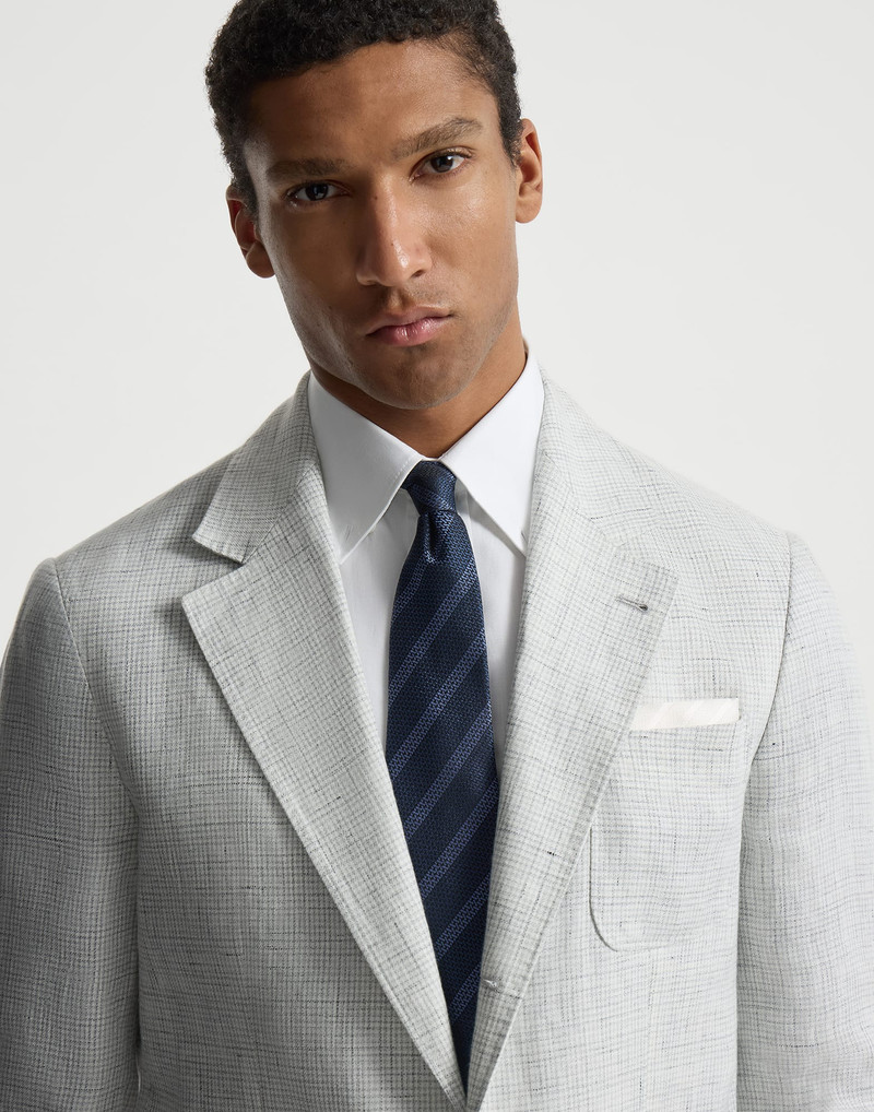Textured silk tie with stripes 3