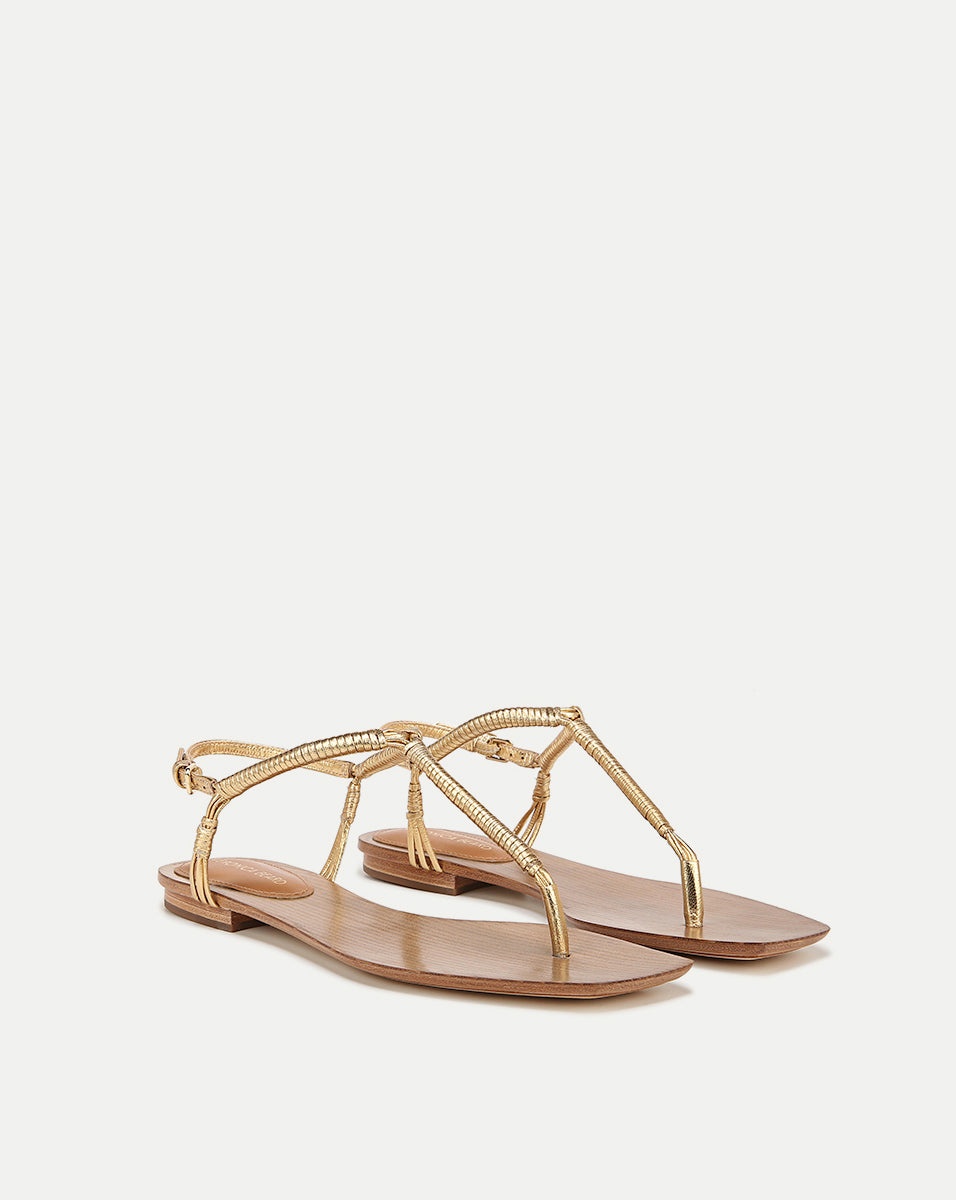 AMELIA T-STRAP METALLIC SANDAL - 2