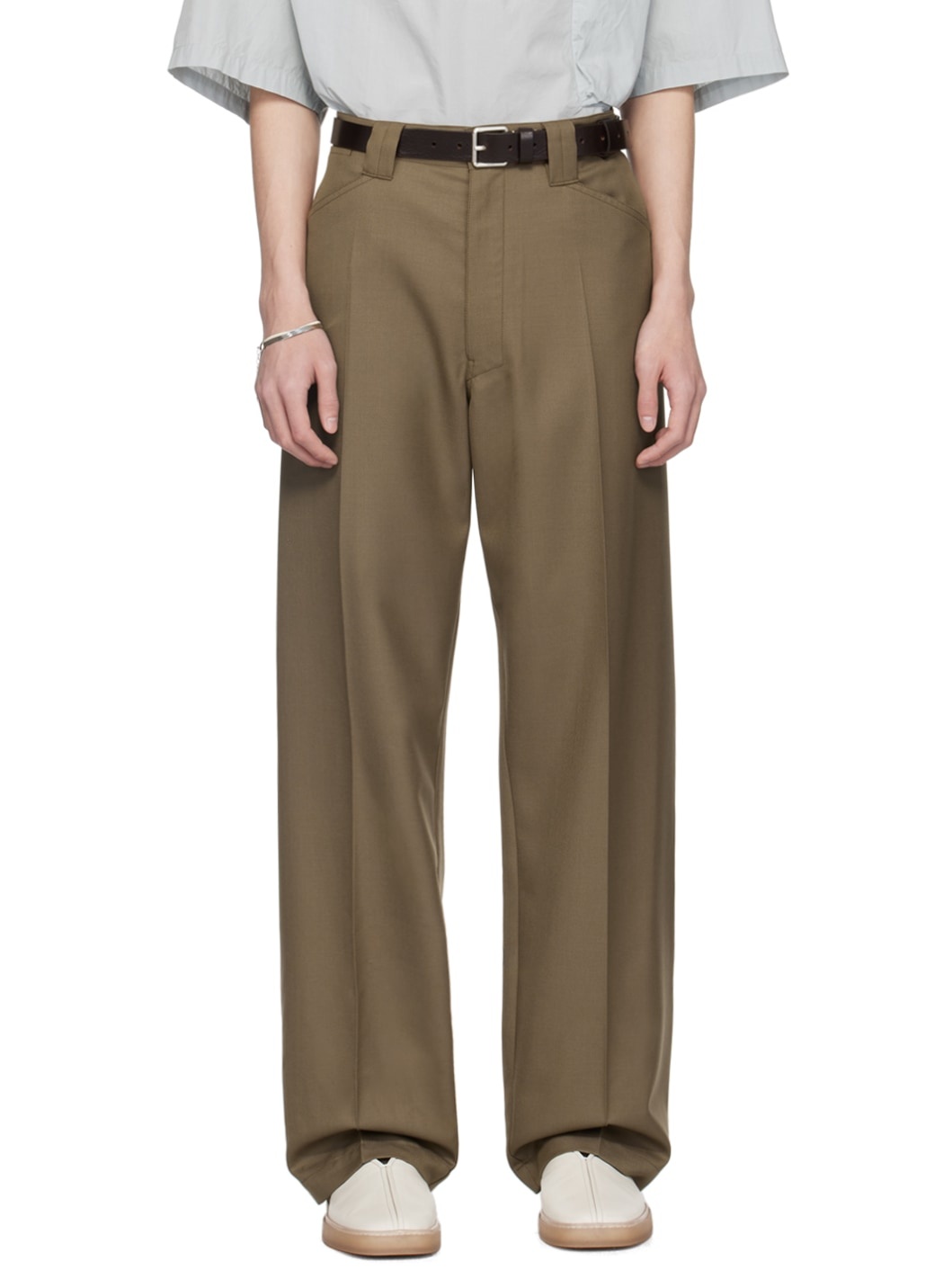 Taupe Straight Trousers - 1