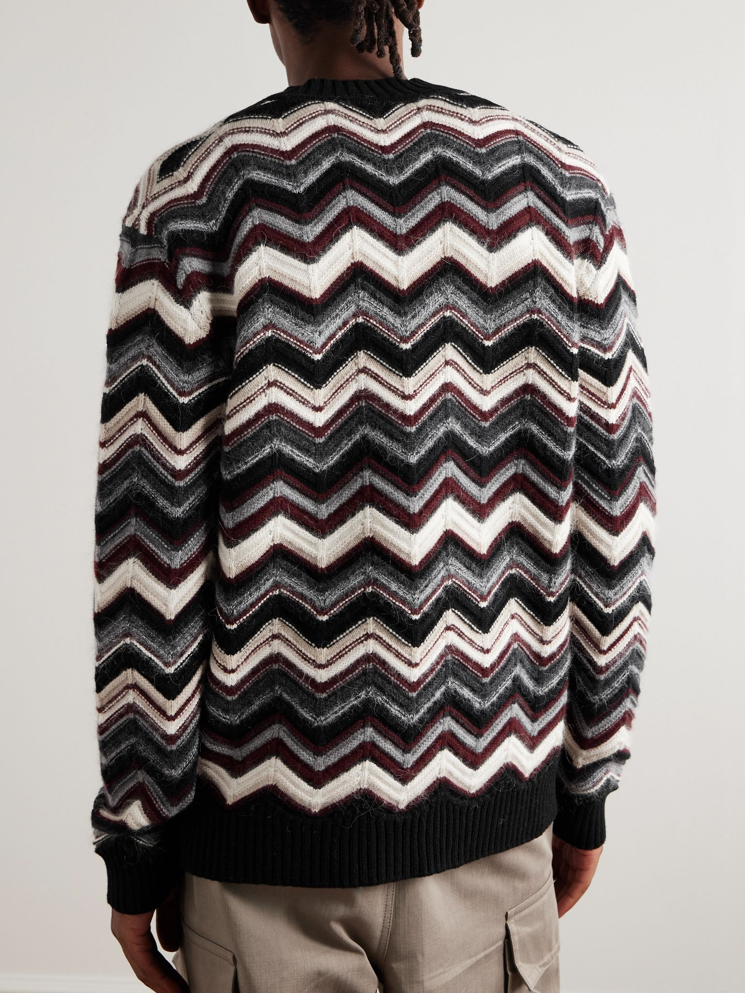 Striped Wool-Blend Jacquard Cardigan Dark gray - 3