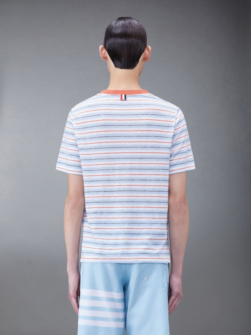 Thom Browne Linen Jersey Short Sleeve Striped Pocket Tee outlook