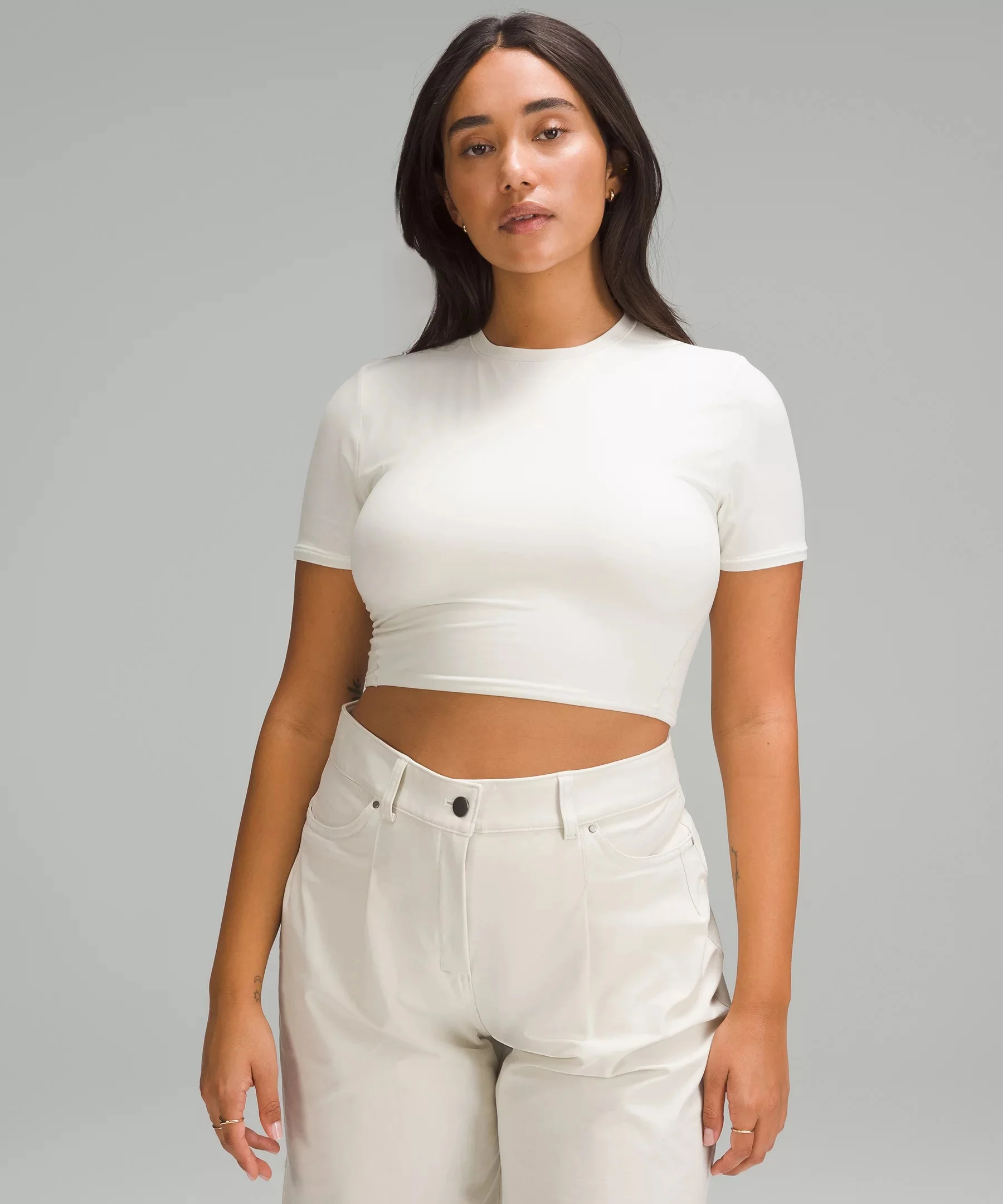 Wundermost Ultra-Soft Nulu Crewneck Cropped T-Shirt - 1