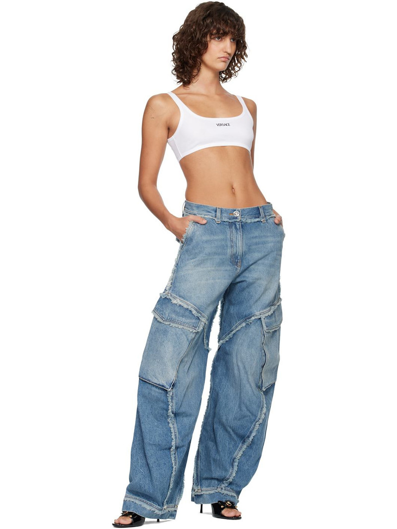 VERSACE White Ribbed Cotton Bra outlook