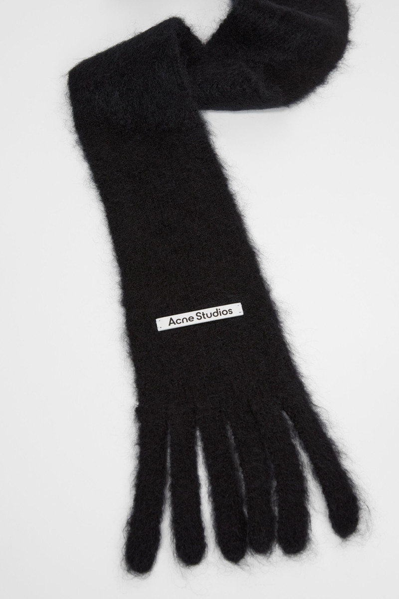 Acne Studios Skinny logo scarf - Black outlook