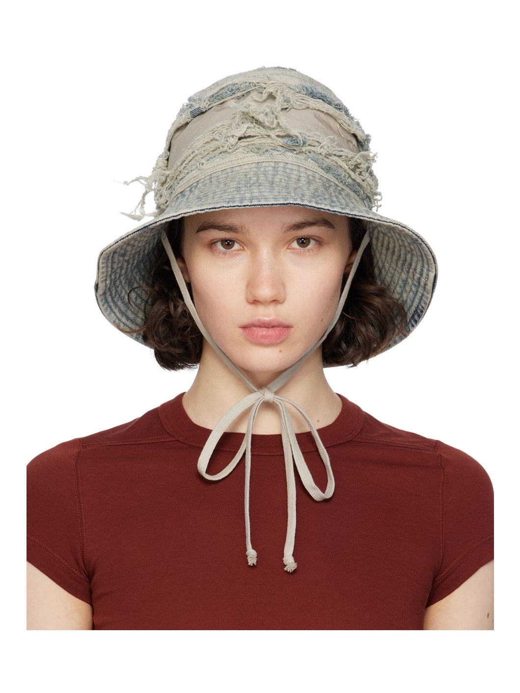 Blue Distressed Bucket Hat - 1