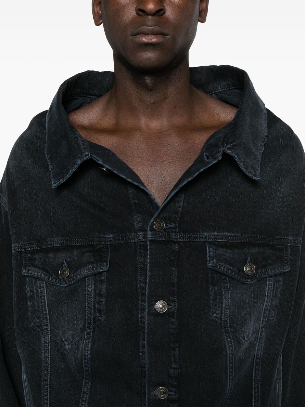 off-shoulder denim jacket - 6