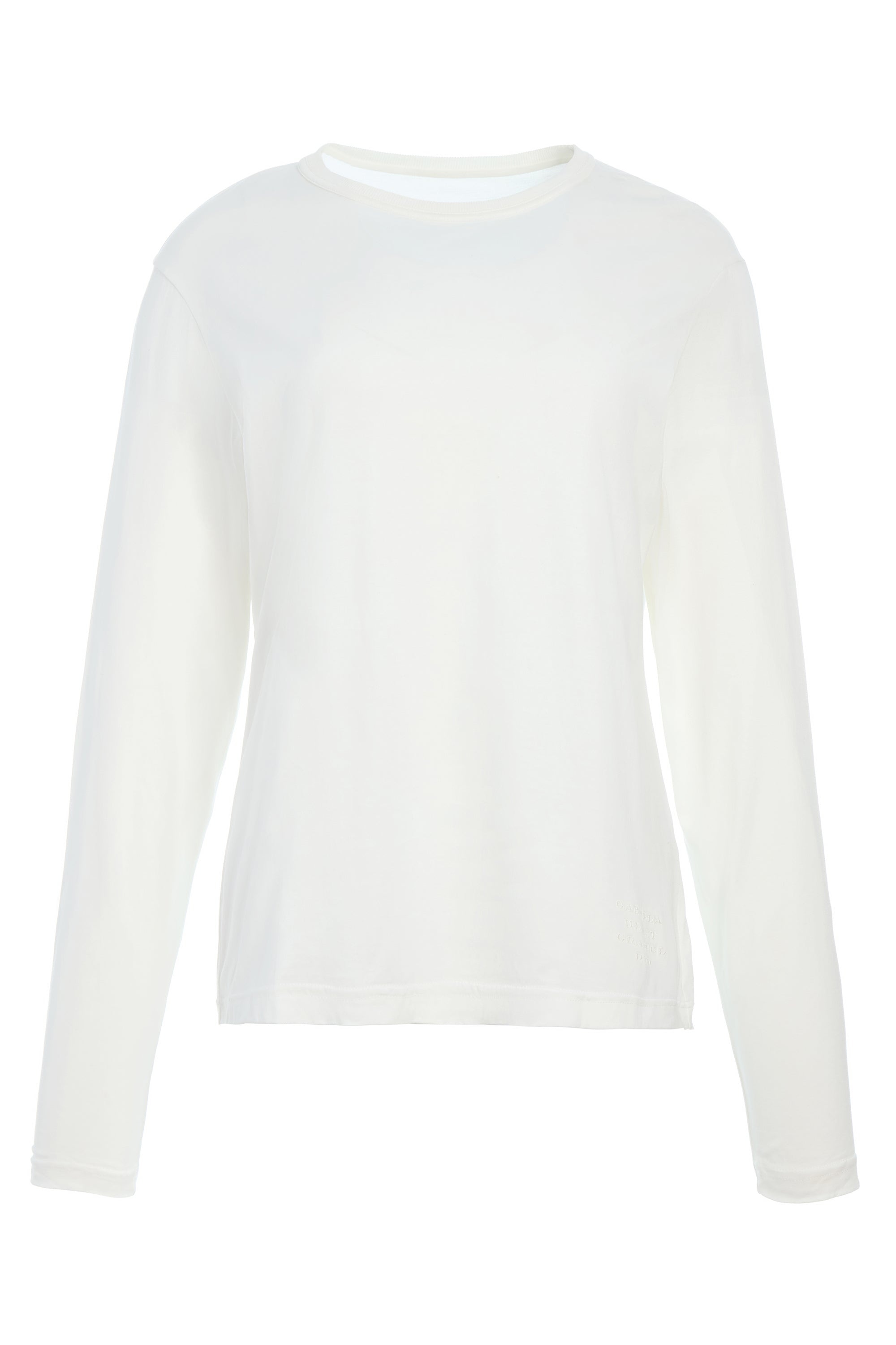 Combe Long Sleeve T-Shirt in White Fine Cotton Jersey - 1