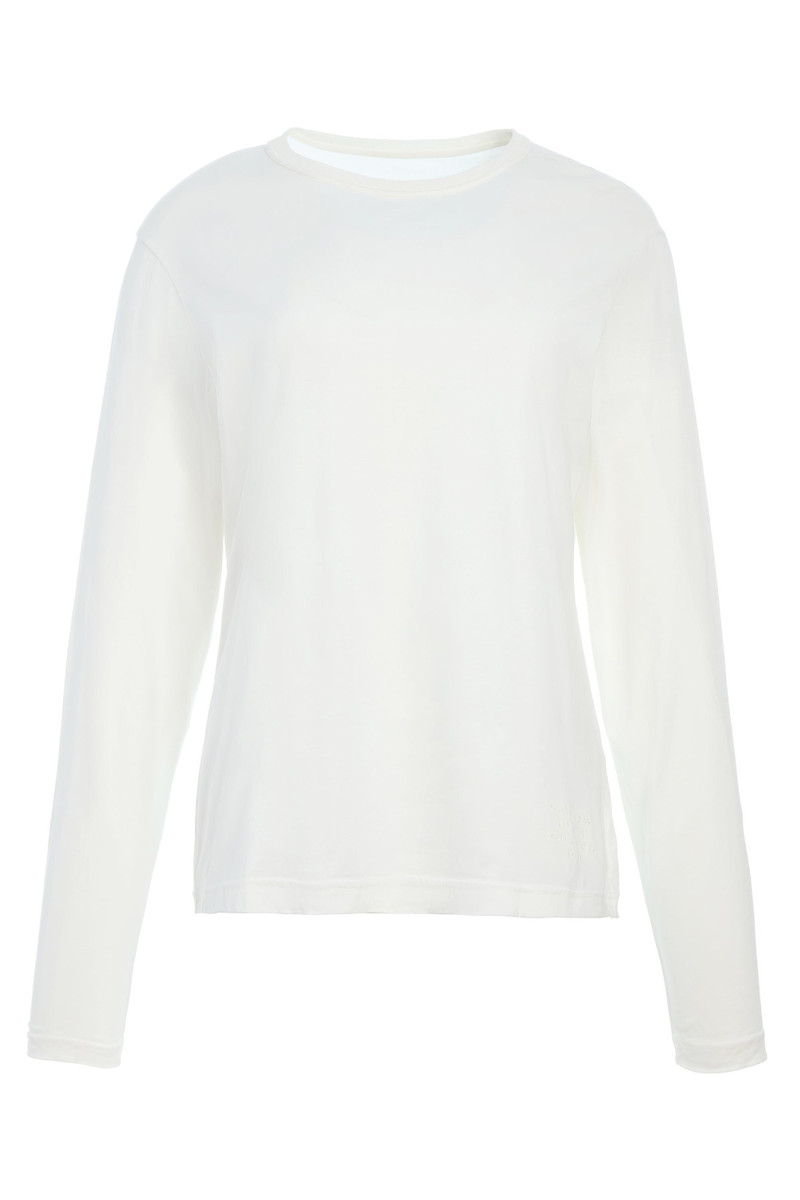 Combe Long Sleeve T-Shirt in White Fine Cotton Jersey 1
