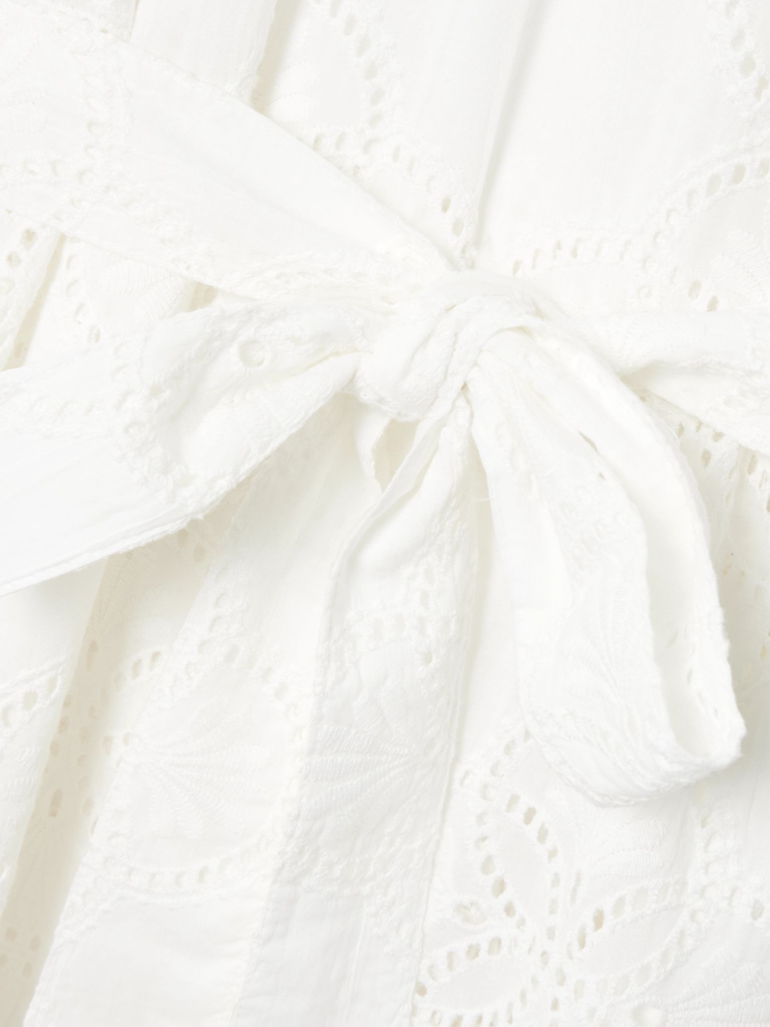 Autumn one-shoulder broderie anglaise cotton midi dress White - 4