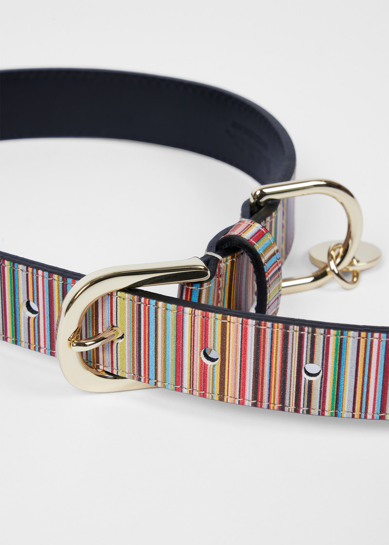 'Signature Stripe' Calf Leather Dog Collar Medium/Large 3