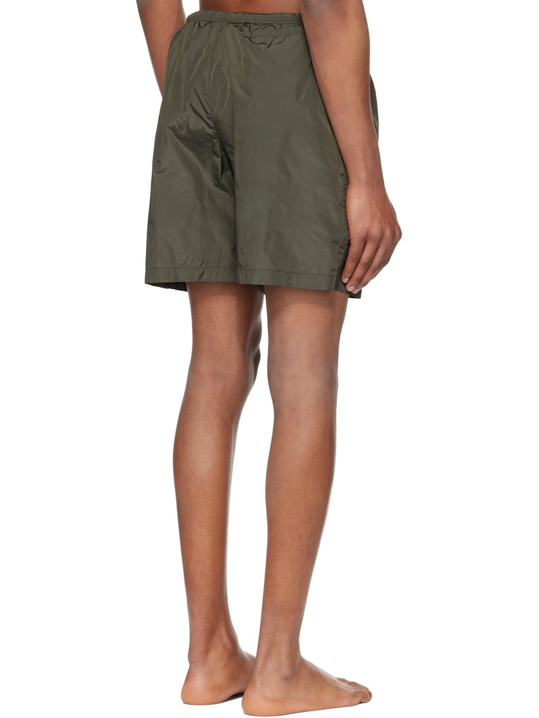 Khaki Curved Logo Swim Shorts - 3