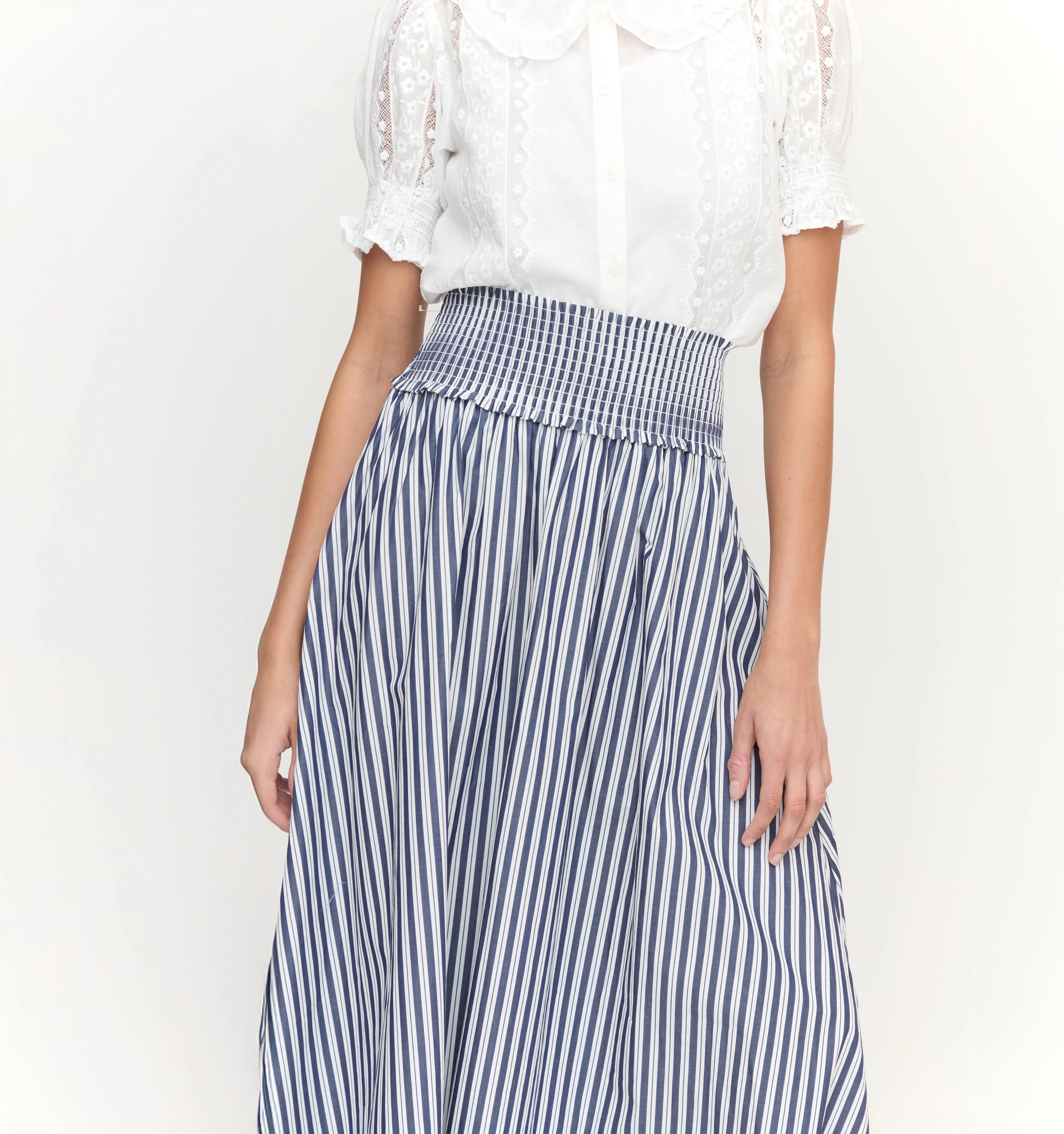 The Delphine Nap Skirt - Navy Stripe - 1