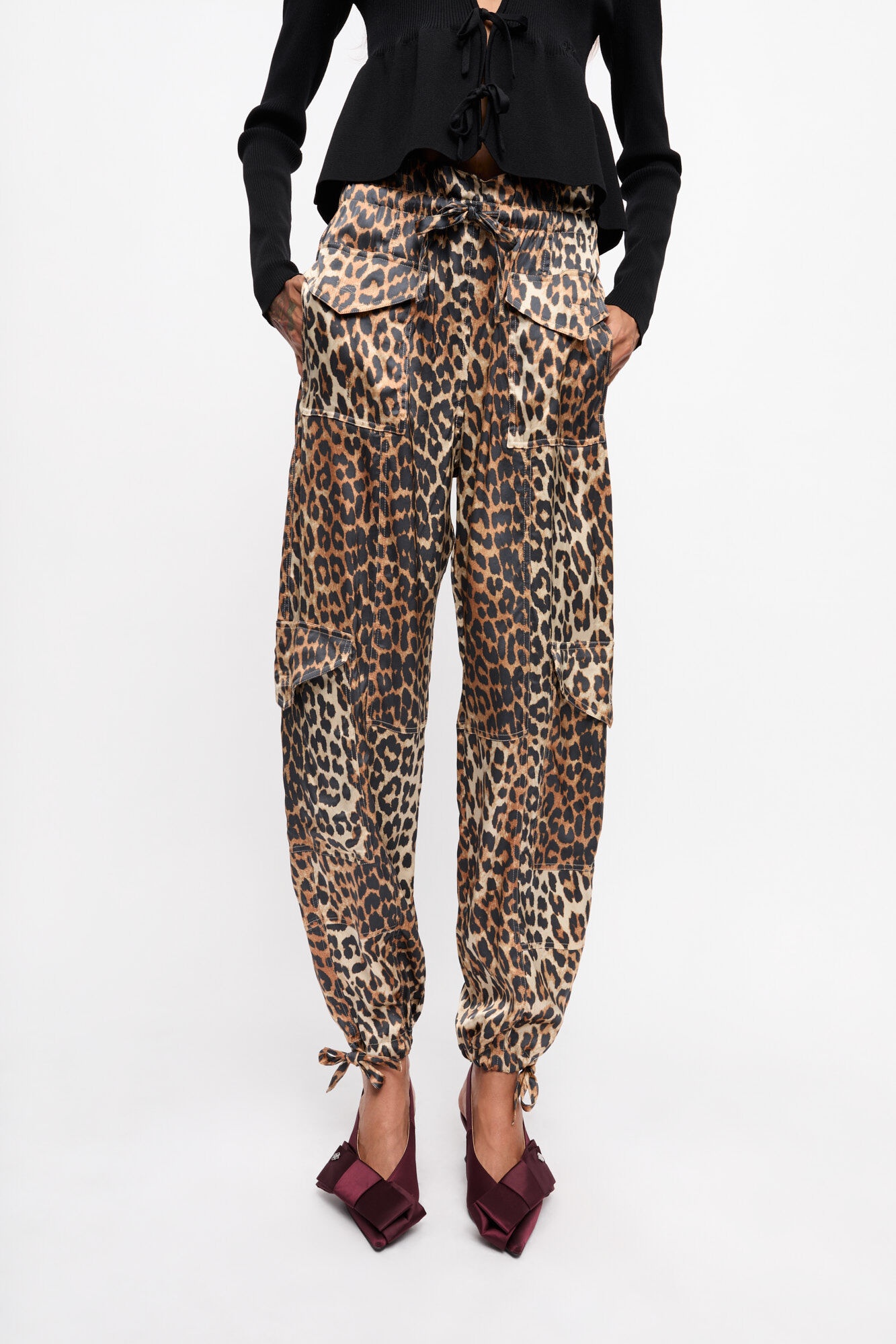 LEOPARD PRINTED SATIN PANTS - 3